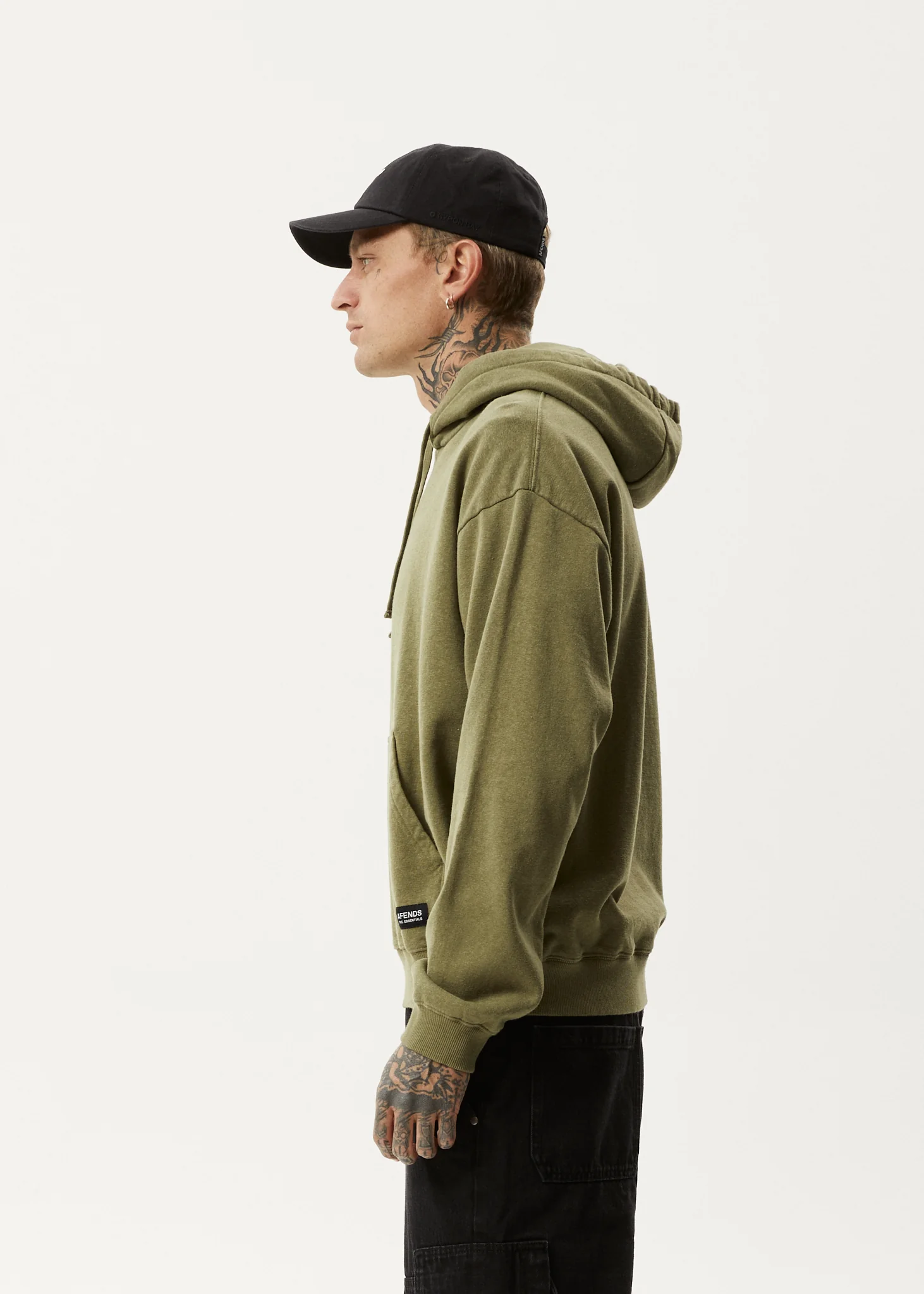 AFENDS Mens All Day - Relaxed Hoodie - Military - Image 4