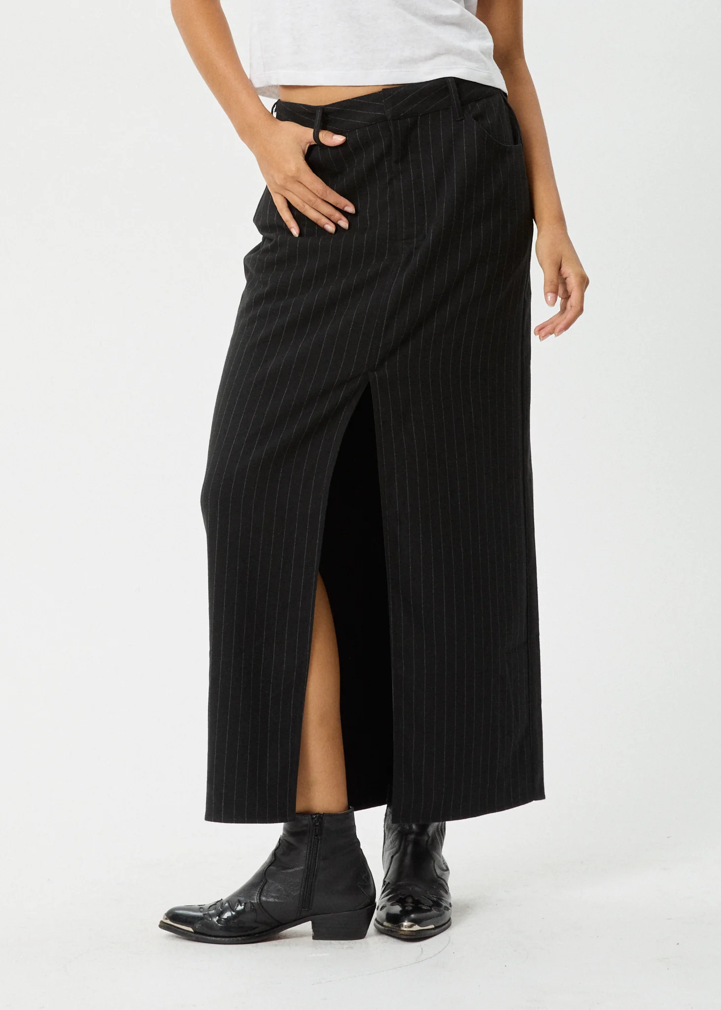 AFENDS Womens Business - Split Maxi Skirt - Black - Image 4