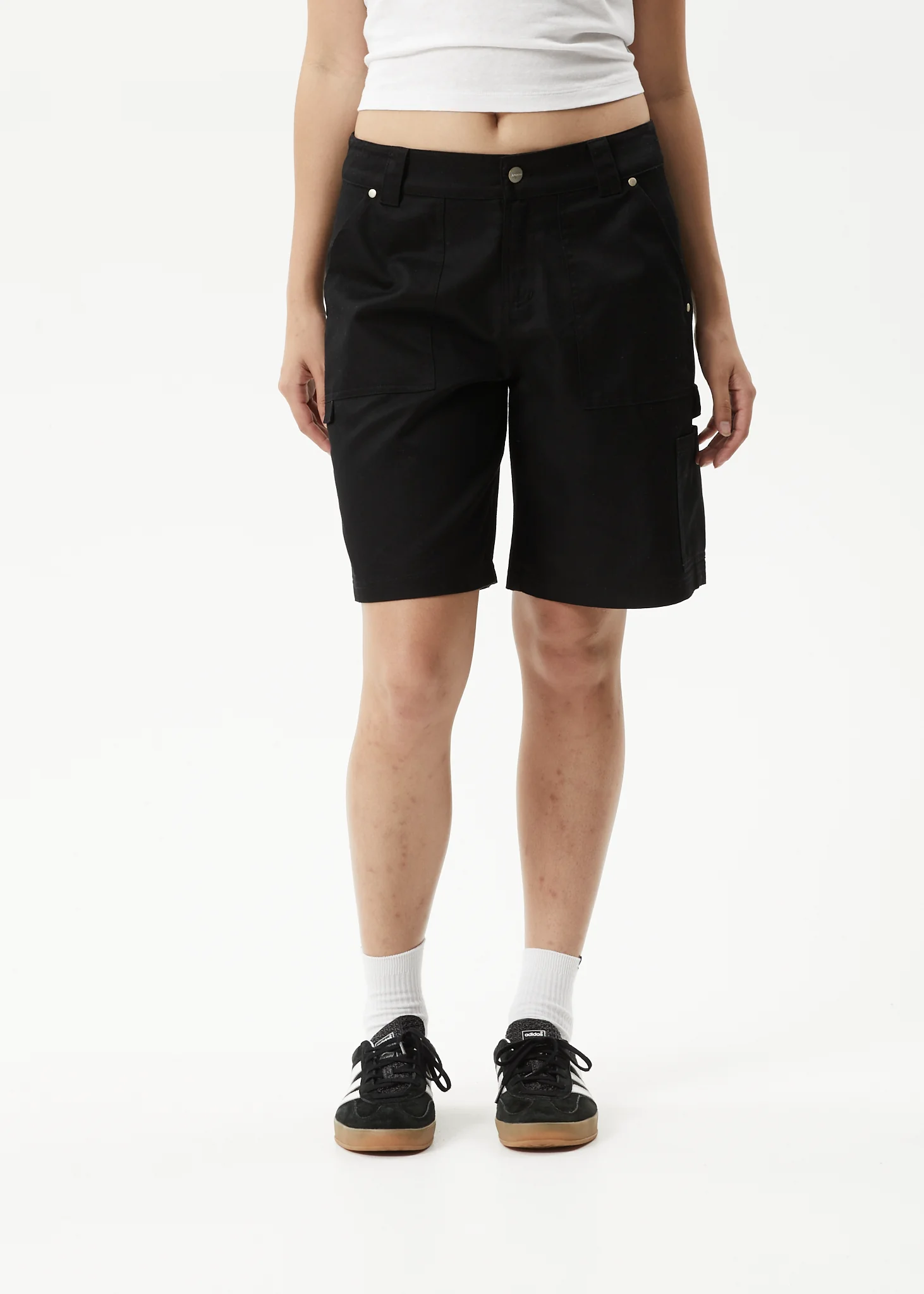 AFENDS Womens Carly - Low Rise Workwear Short - Black - Image 2