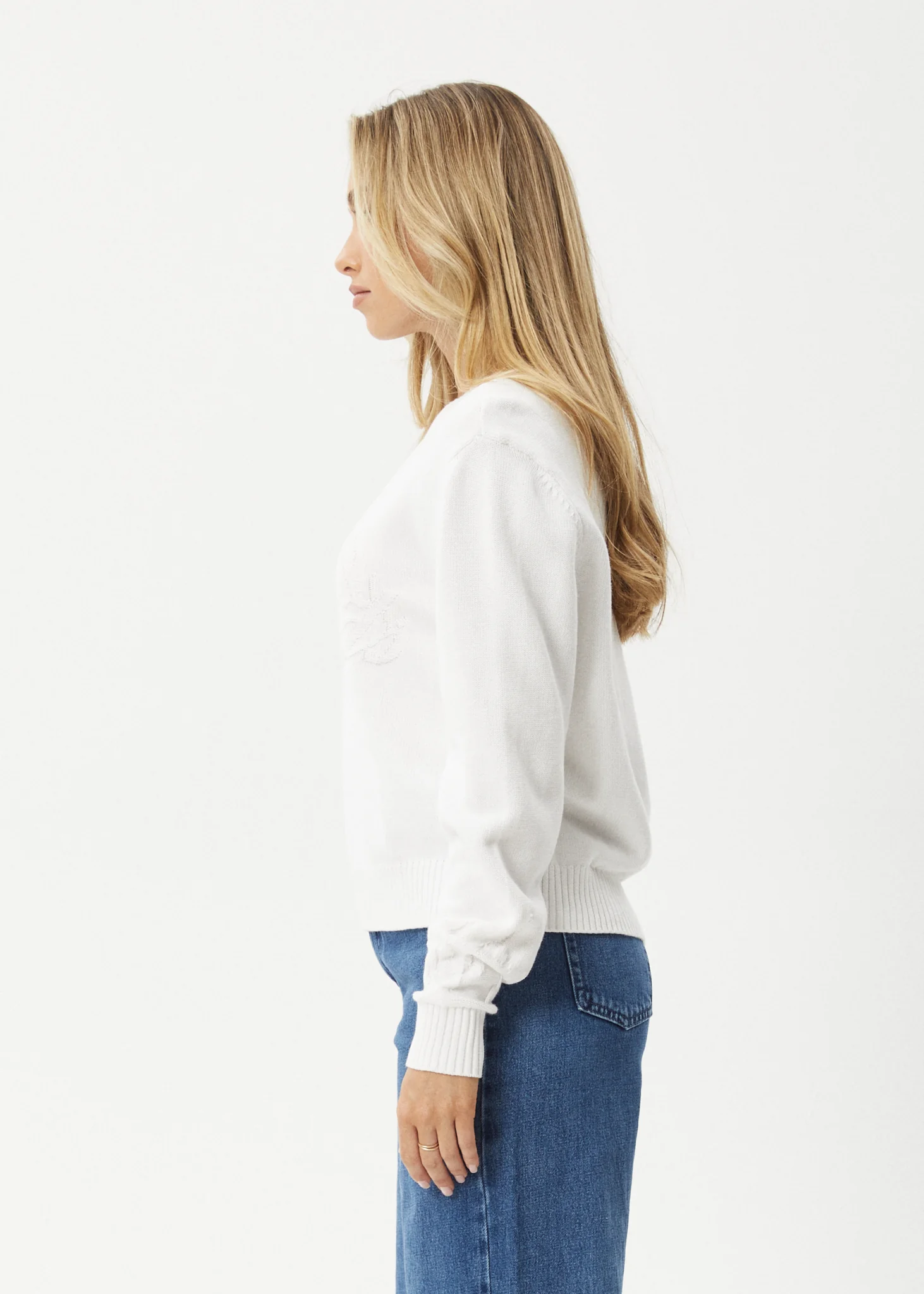 AFENDS Womens Inferno - Knit Crew Neck Jumper - White - Image 4