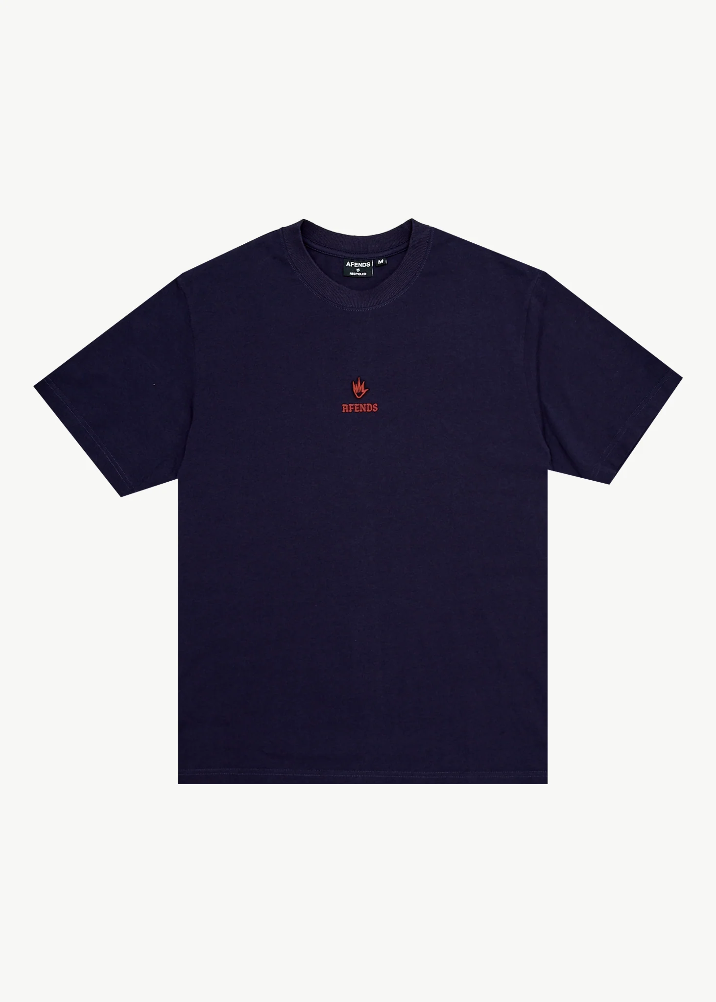 AFENDS Mens Burnin - Retro Tee - Deep Sea