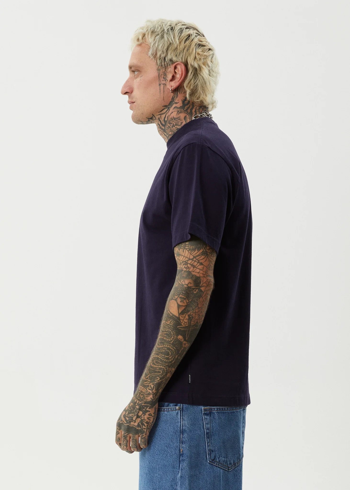 AFENDS Mens Burnin - Retro Tee - Deep Sea - Image 4