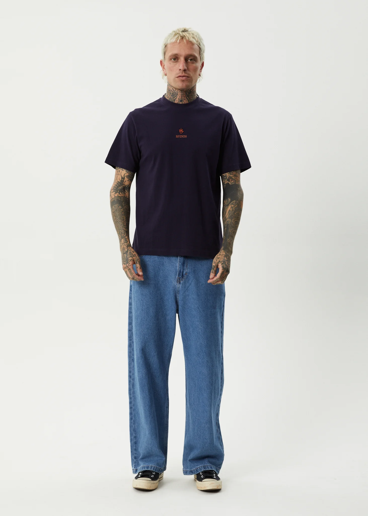 AFENDS Mens Burnin - Retro Tee - Deep Sea - Image 6