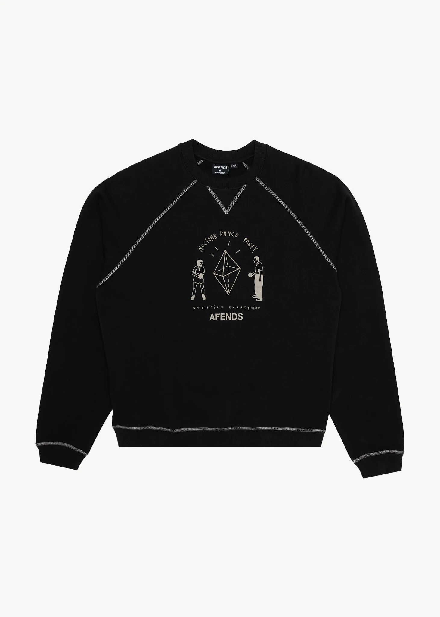 AFENDS Mens Dance Party - Crew Neck Jumper - Black