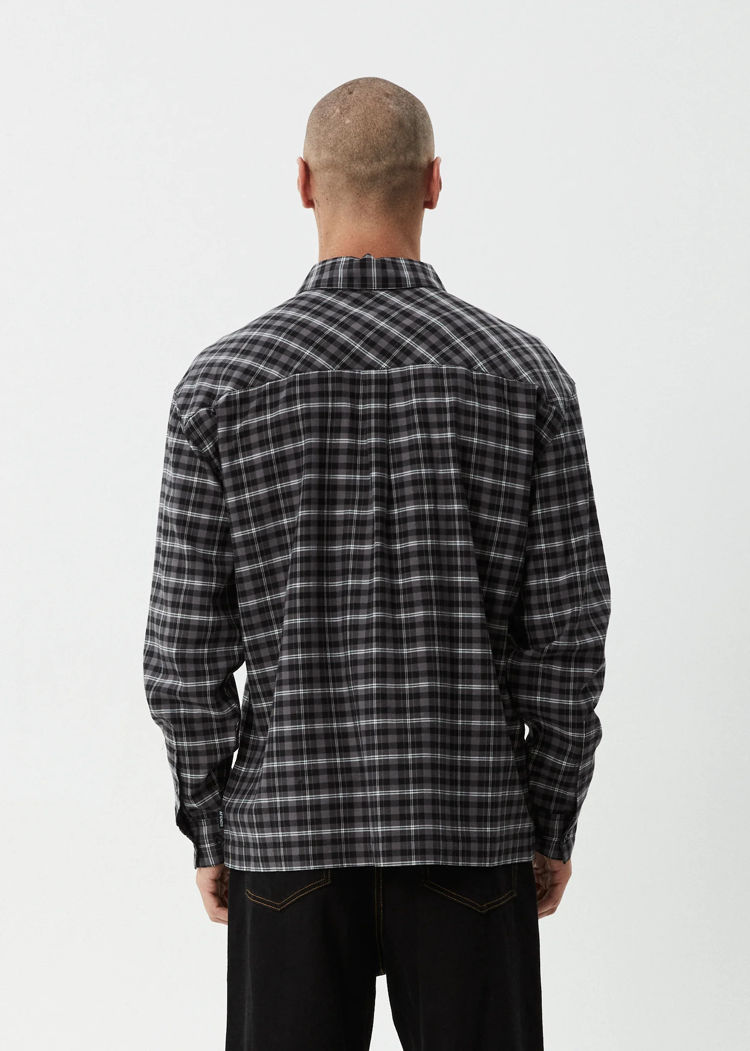 AFENDS Mens Darkness - Long Sleeve Shirt - Black Check - Image 11
