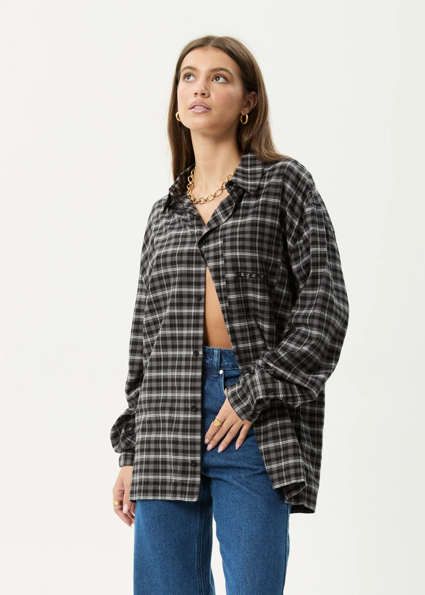 AFENDS Mens Darkness - Long Sleeve Shirt - Black Check - Image 4