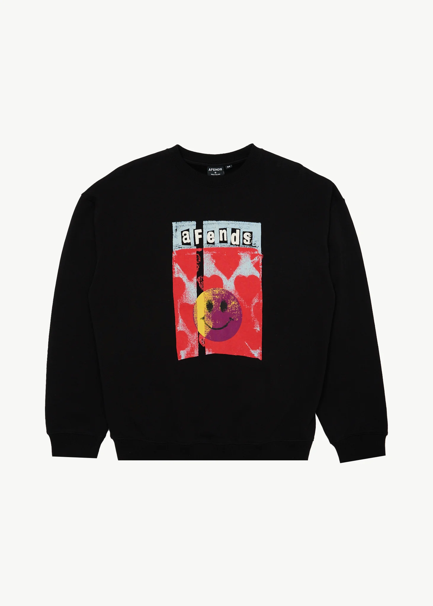 AFENDS Mens Dime Bag - Crew Neck Jumper - Black