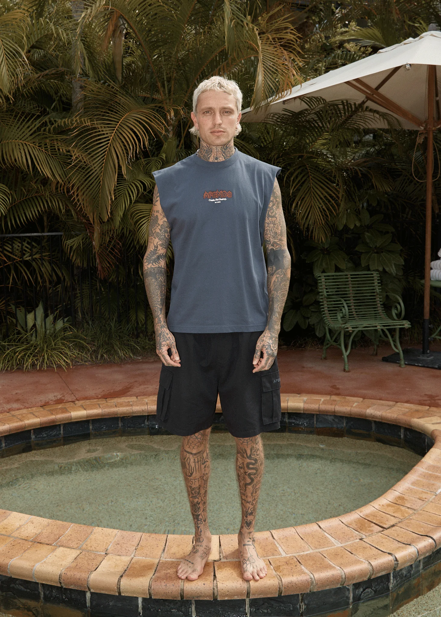 AFENDS Mens Ember - Sleeveless Tee - Charcoal - Image 7