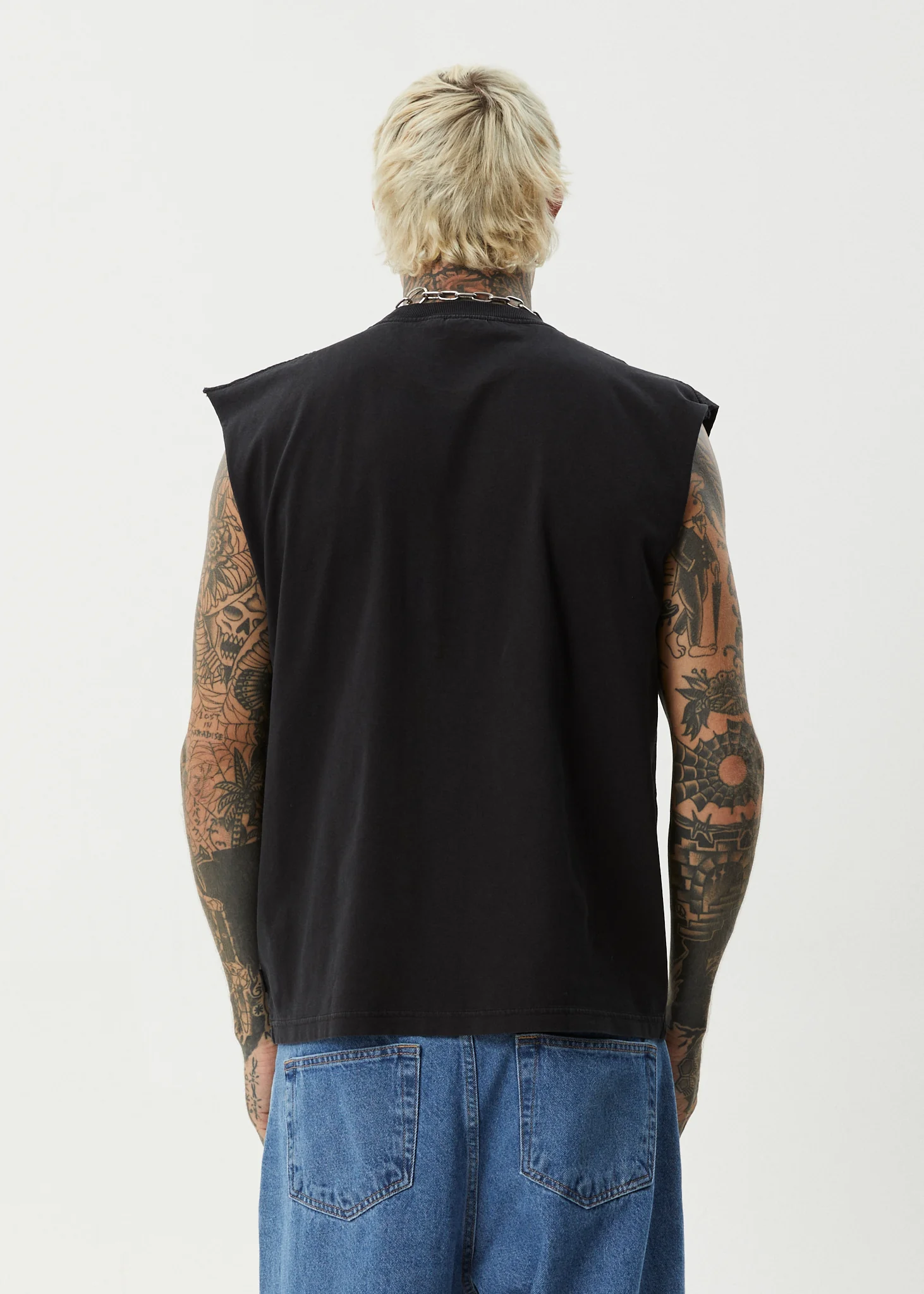 AFENDS Mens Fast Forward - Sleeveless Tee - Stone Black - Image 5
