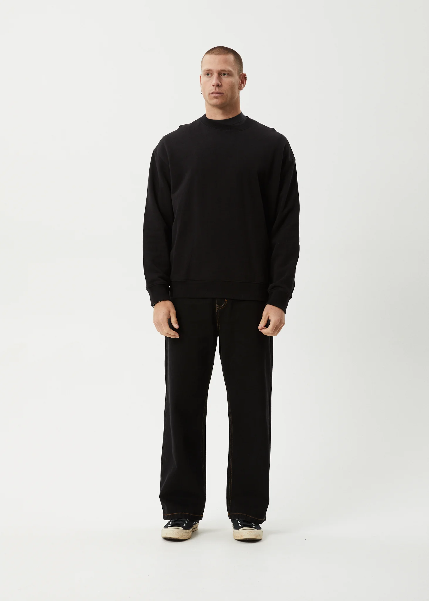 AFENDS Mens Genesis - Crew Neck Jumper - Black - Image 11