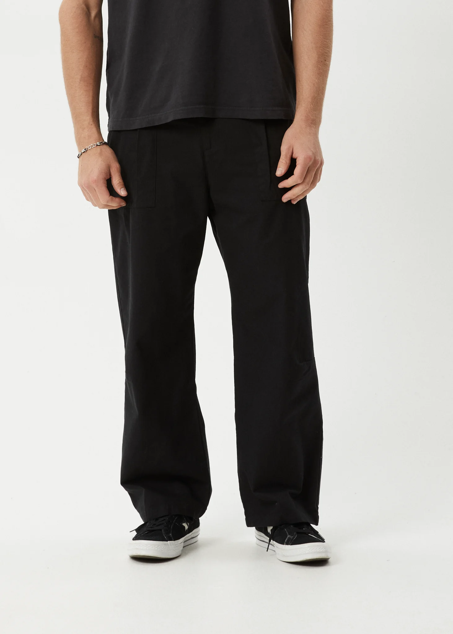 AFENDS Mens Glider - Pleated Pant - Black - Image 3