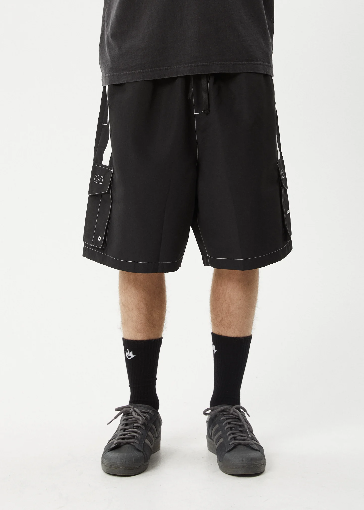 AFENDS Mens House Related - Cargo Swim Short 21" - Black - Image 3