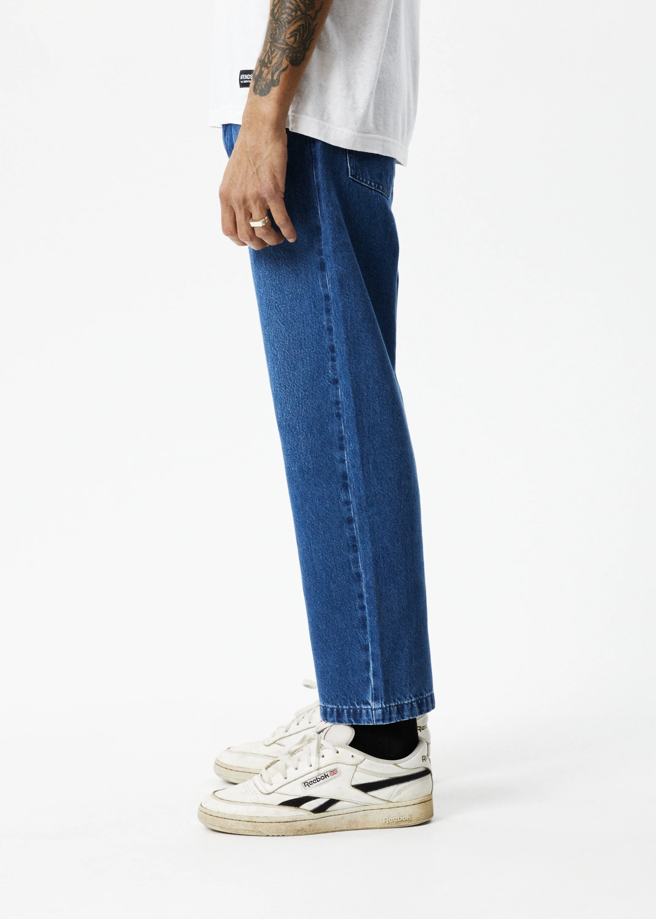 AFENDS Mens Ninety Twos - Denim Relaxed Jean - Authentic Blue - Image 3