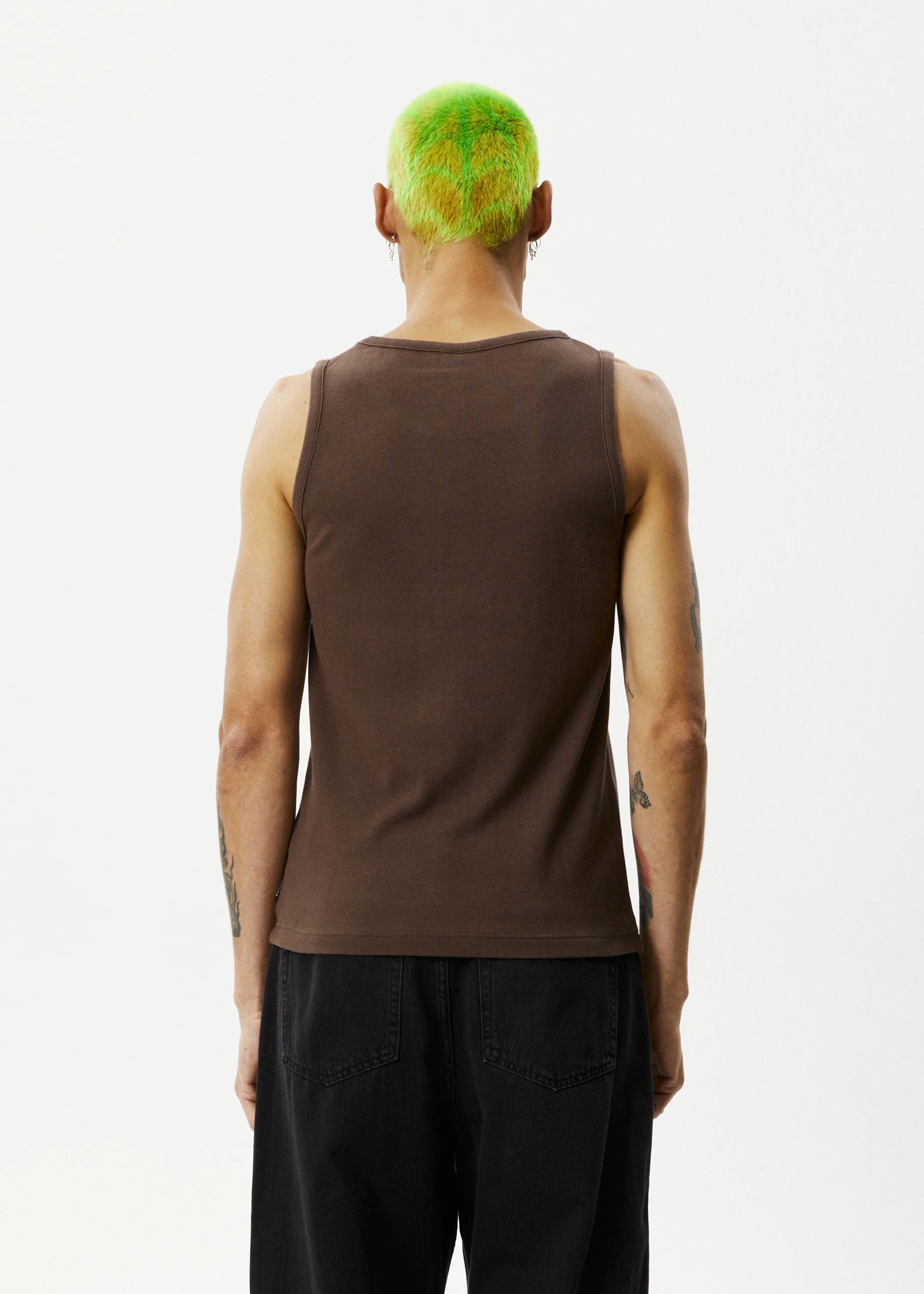 AFENDS Mens Paramount - Rib Singlet - Coffee - Image 5