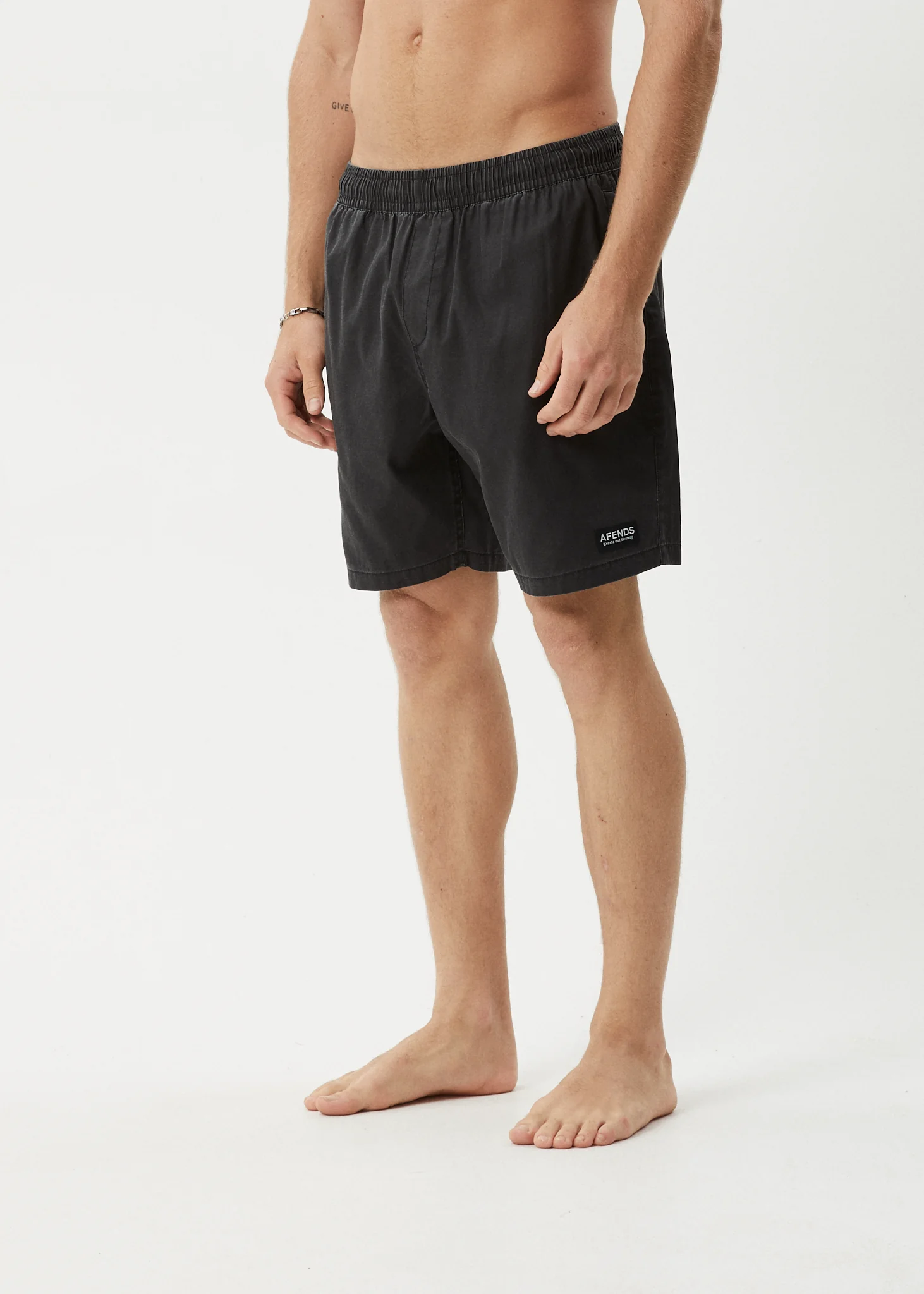 AFENDS Mens The Dopamine - Swim Short 18" - Black Acid Wash - Image 3