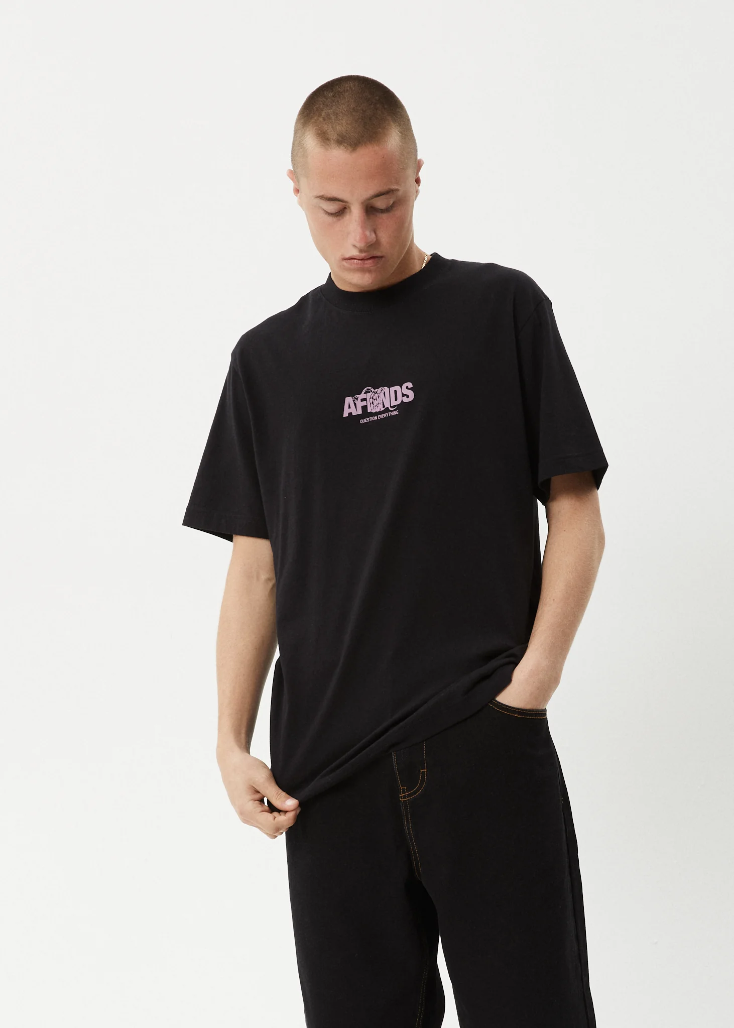 AFENDS Mens Tread - Retro Tee - Black - Image 2