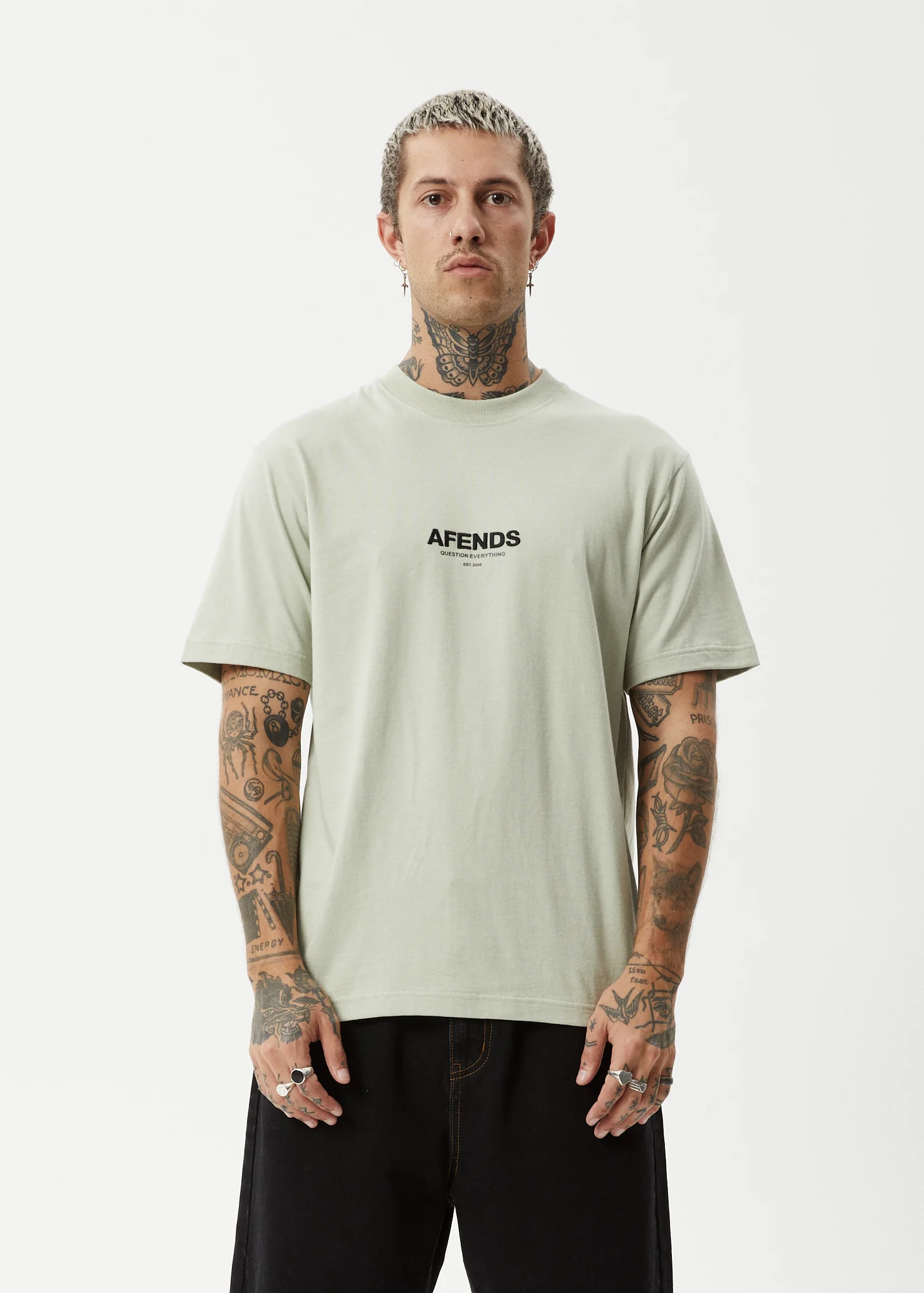 AFENDS Mens Vinyl - Retro Tee - Eucalyptus - Image 2