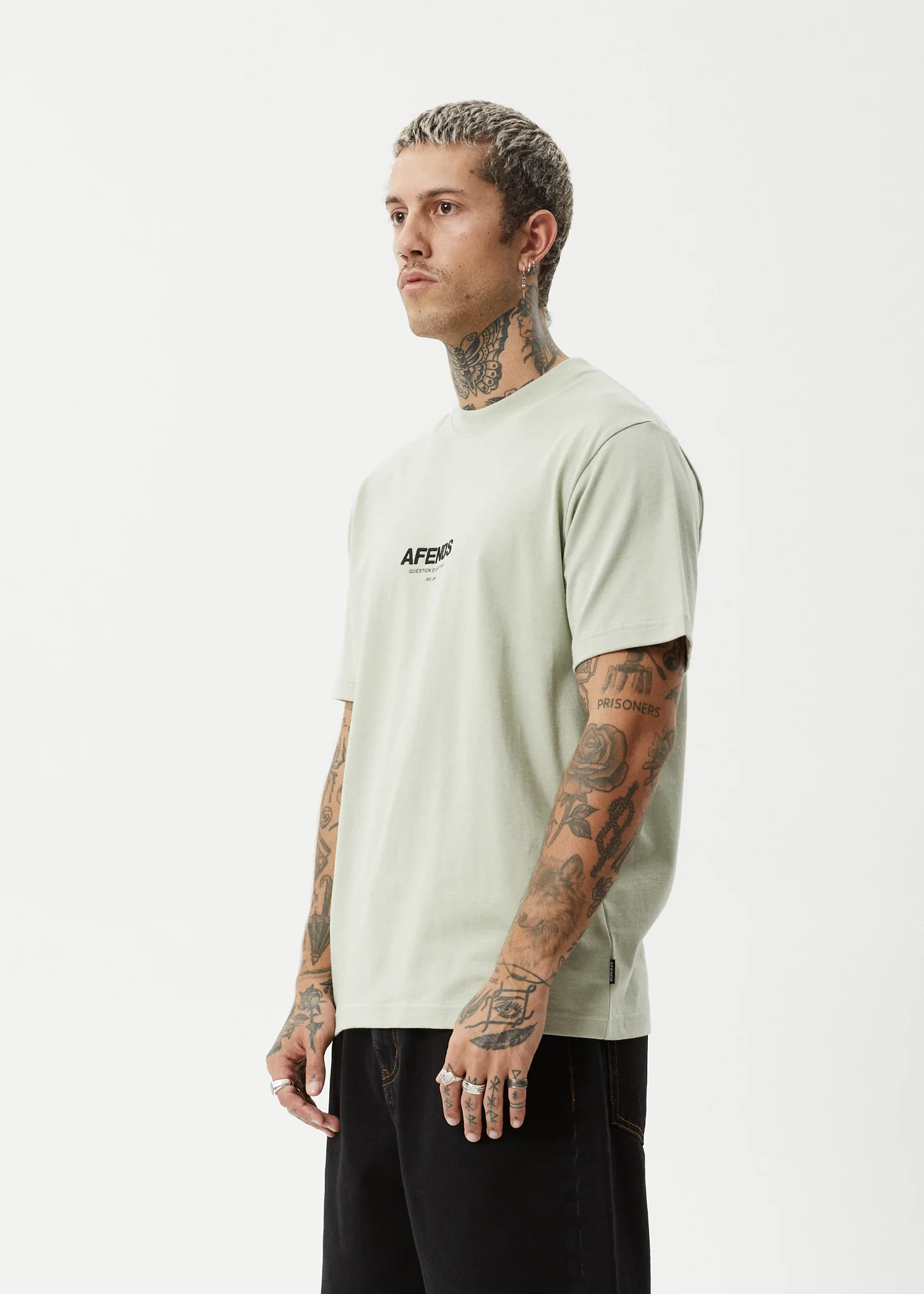 AFENDS Mens Vinyl - Retro Tee - Eucalyptus - Image 3