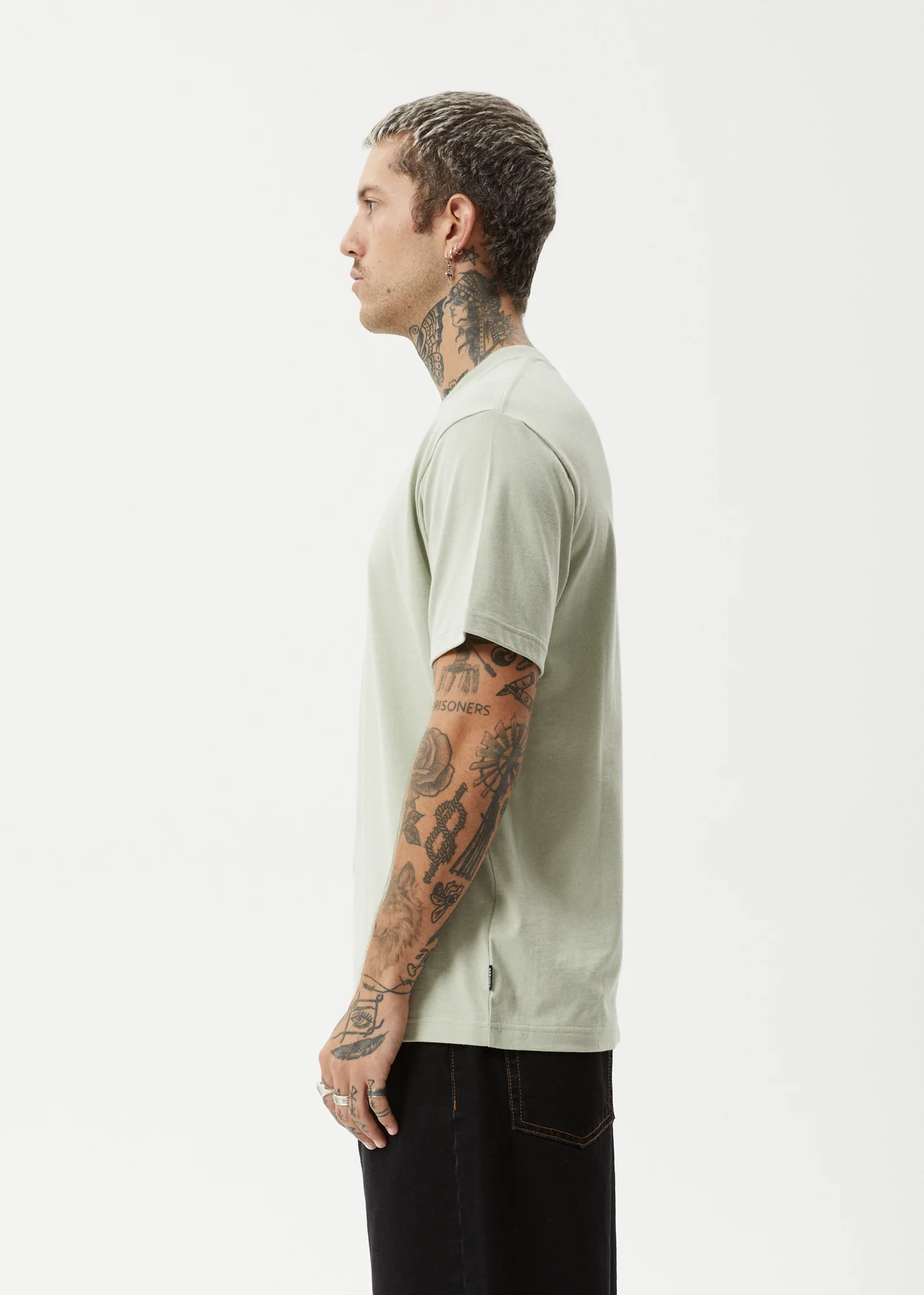 AFENDS Mens Vinyl - Retro Tee - Eucalyptus - Image 4