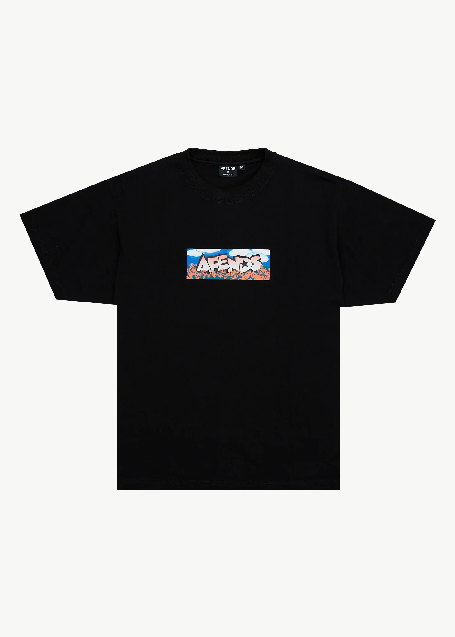 AFENDS Mens Wall Flower - Boxy Tee - Black