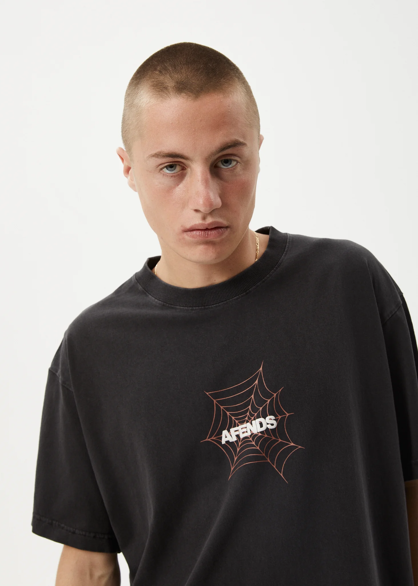 AFENDS Mens Webhead - Boxy Tee - Stone Black - Image 8