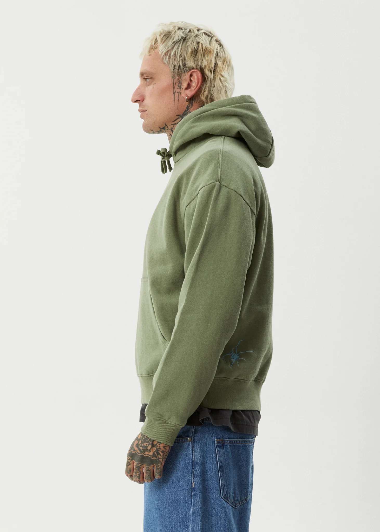 AFENDS Mens Webhead - Hoodie - Oil Green - Image 4