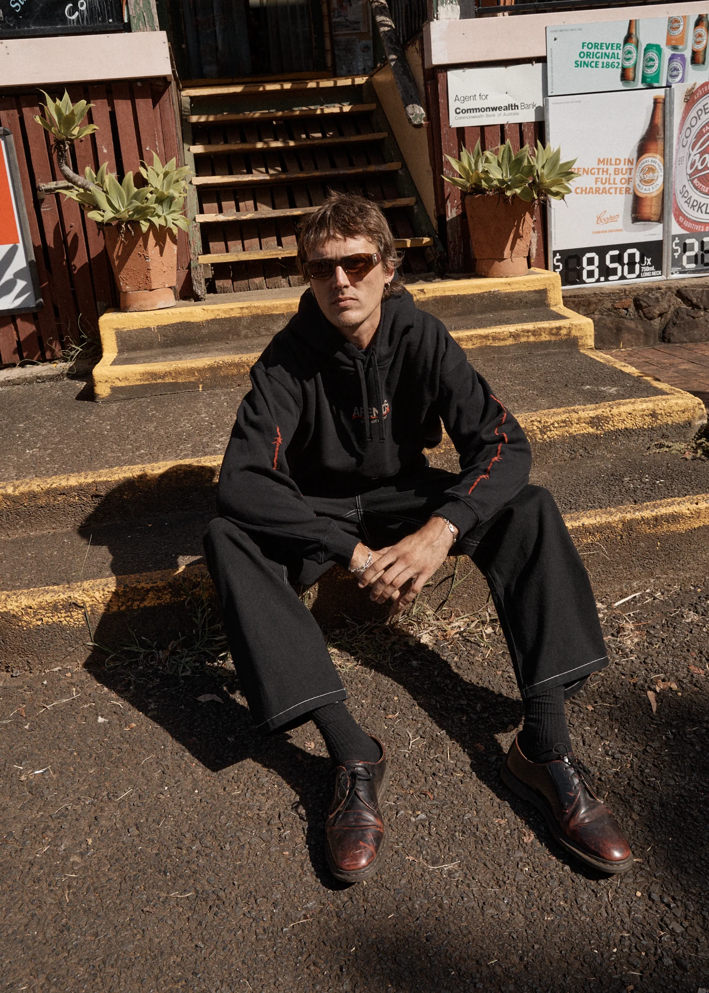 AFENDS Mens Wired - Boxy Hoodie - Black - Image 2