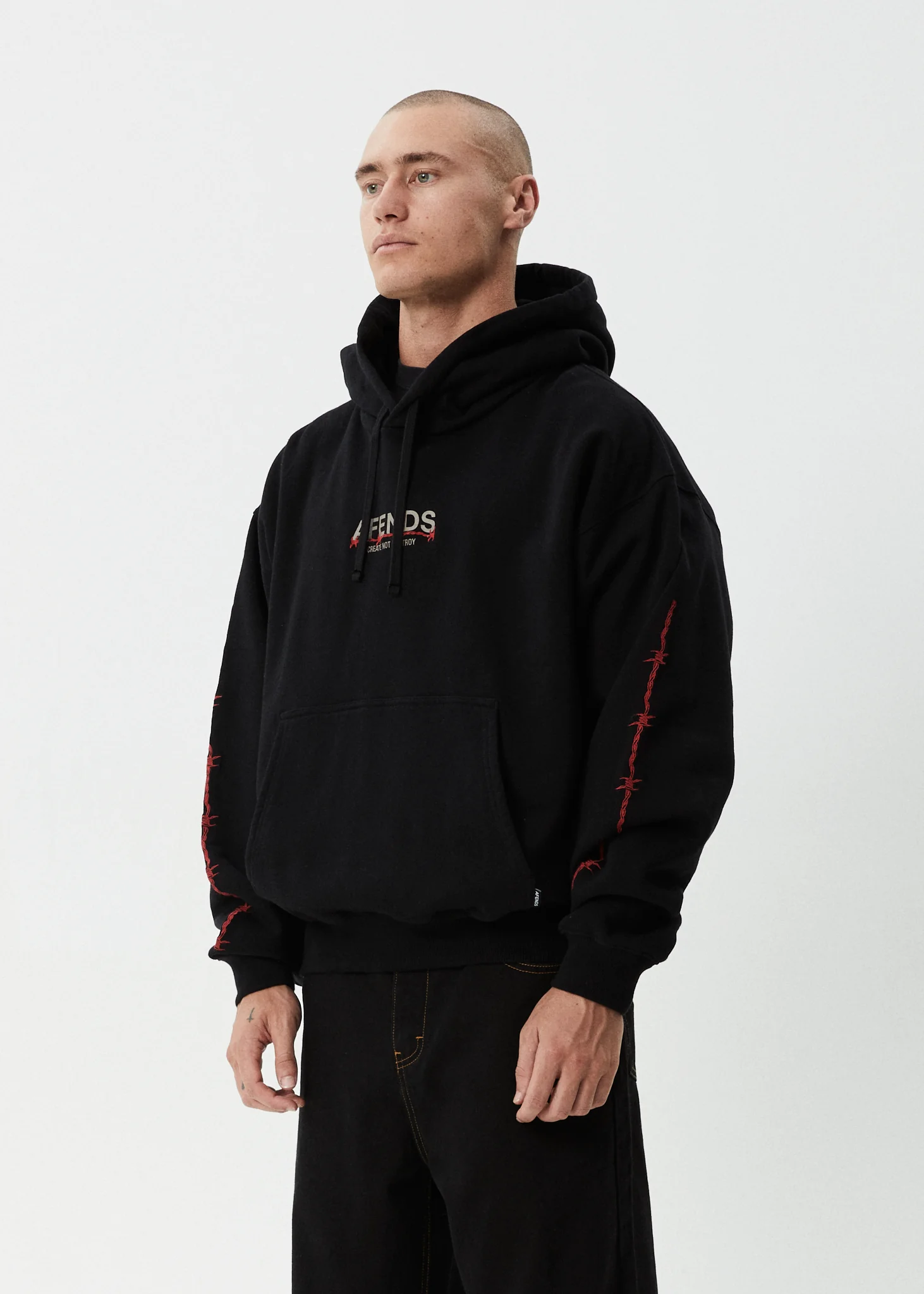 AFENDS Mens Wired - Boxy Hoodie - Black - Image 4