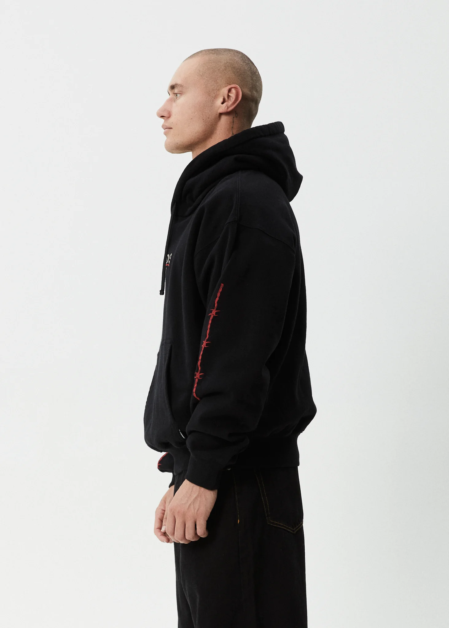 AFENDS Mens Wired - Boxy Hoodie - Black - Image 5