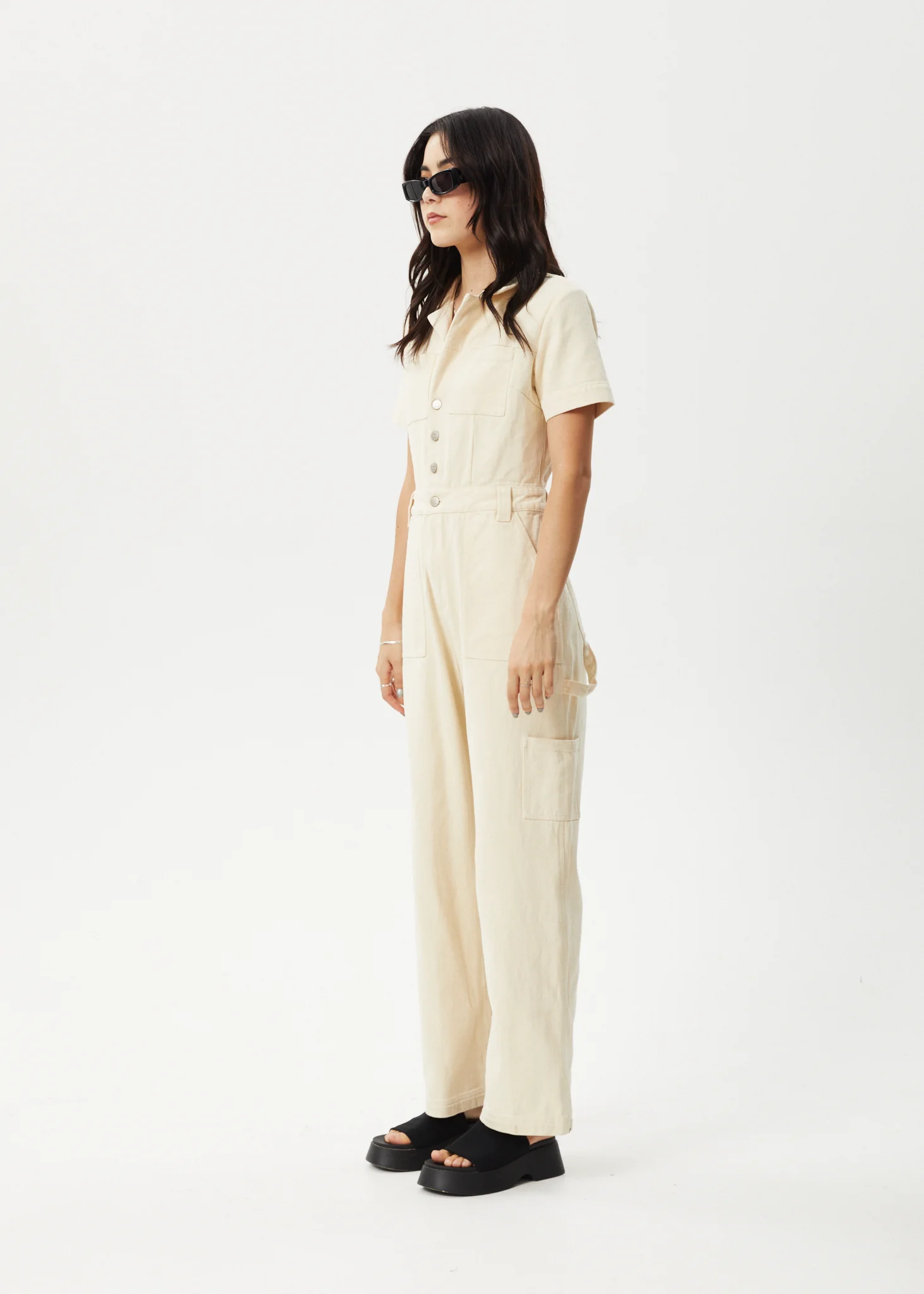 AFENDS Womens Mika - Workwear Jumpsuit - Sand - Image 3