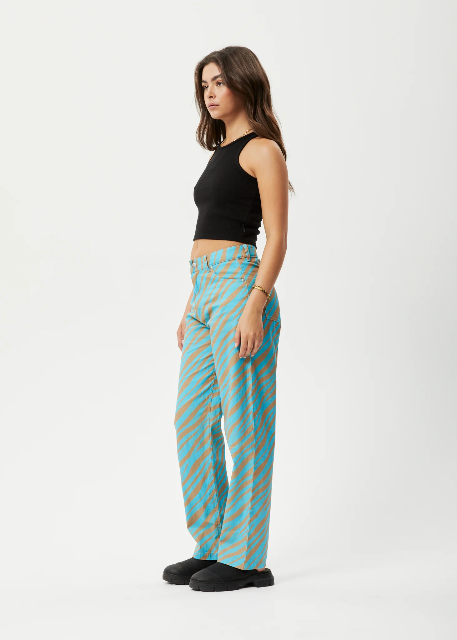 AFENDS Womens Adi Shelby - Wide Leg Pant - Blue Stripe - Image 3