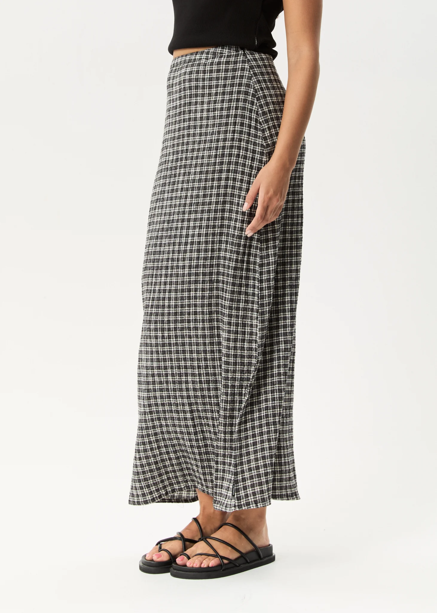 AFENDS Womens Asta Base - Seersucker Skirt - Steel Check - Image 5