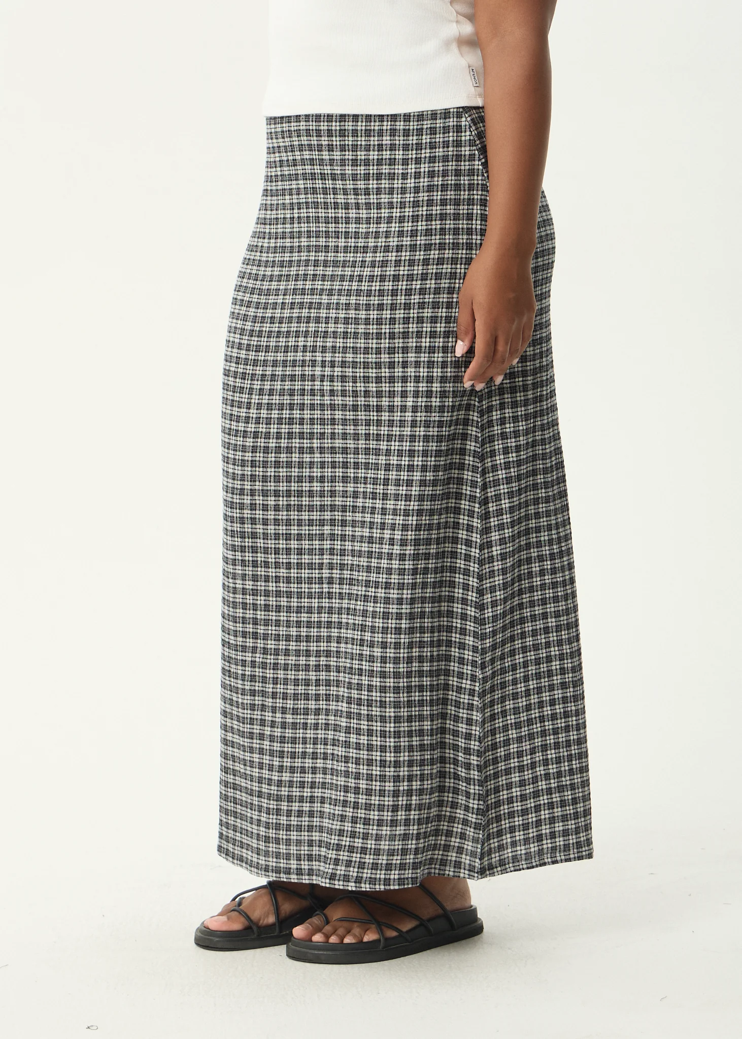 AFENDS Womens Asta Base - Seersucker Skirt - Steel Check - Image 6