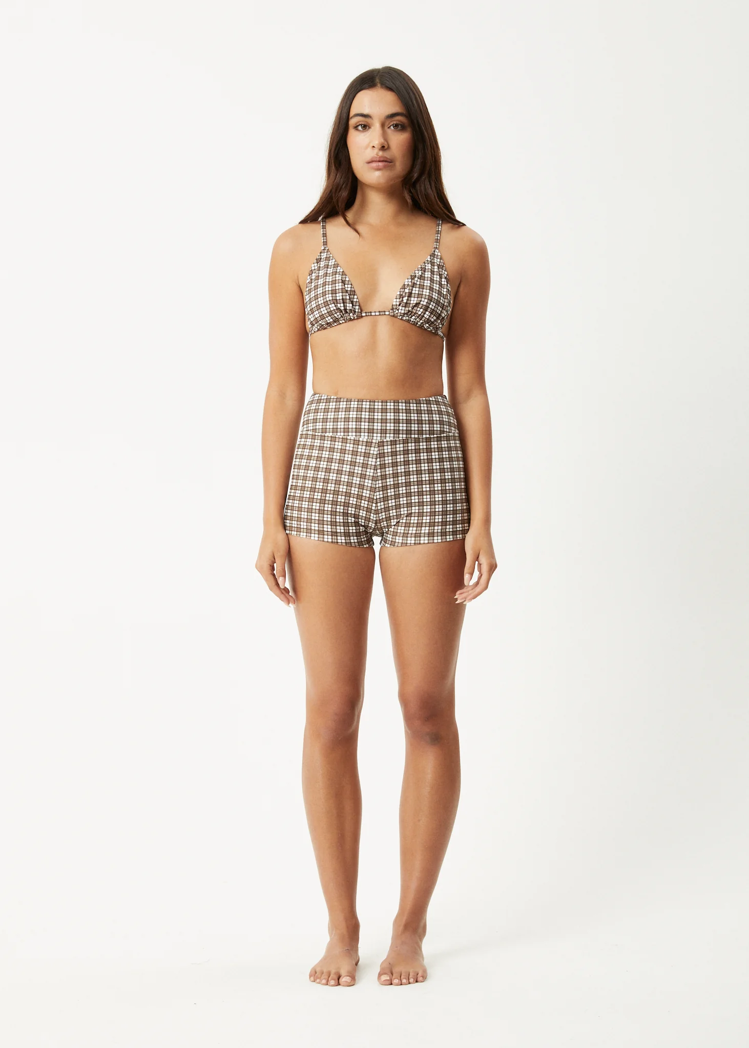 AFENDS Womens Base - Bikini Top - Coffee Check - Image 8