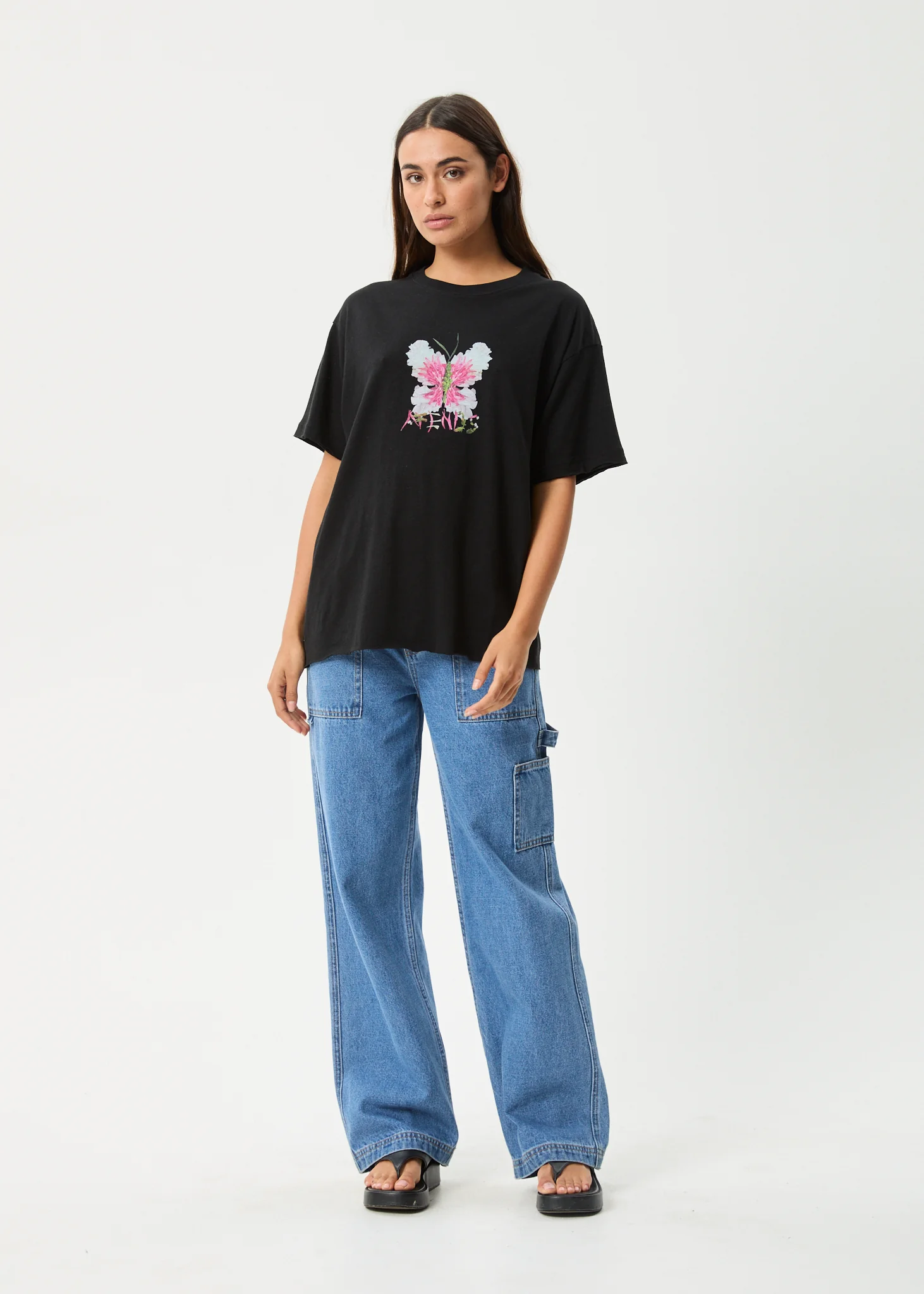 AFENDS Womens Butterfluer - Oversized Tee - Black - Image 6