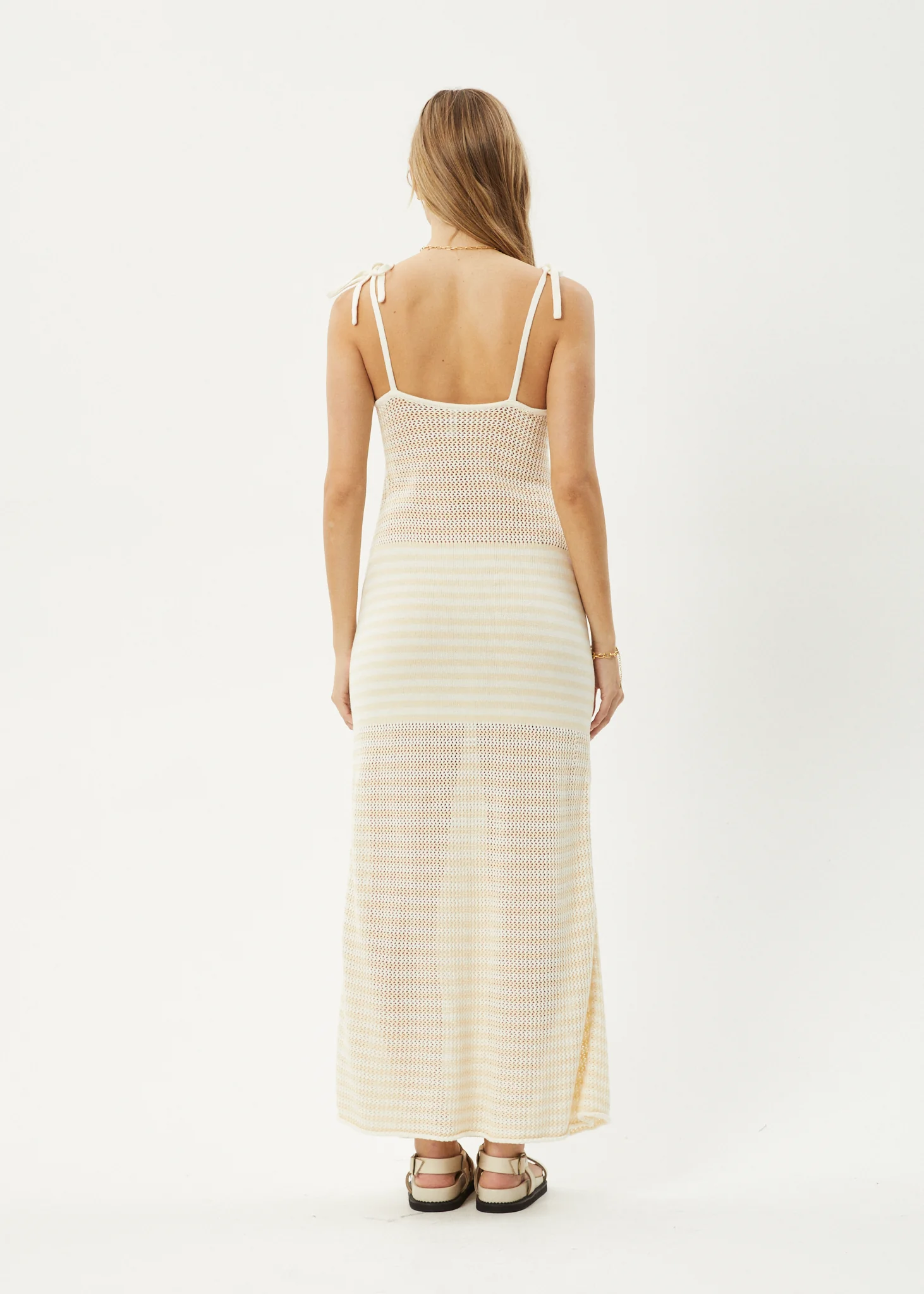 AFENDS Womens Claudia - Knit Maxi Dress - White / Sand - Image 5