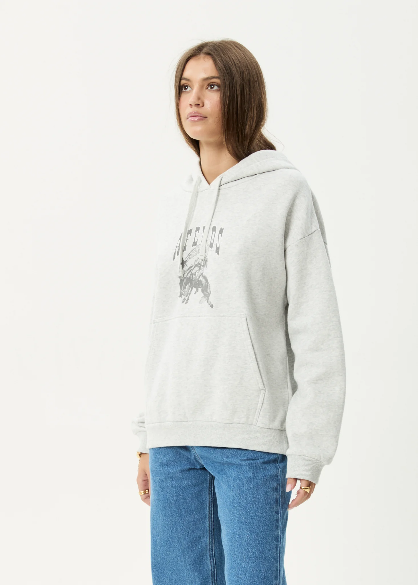 AFENDS Womens Cosmic Cow -  Hoodie - Grey Marle - Image 4