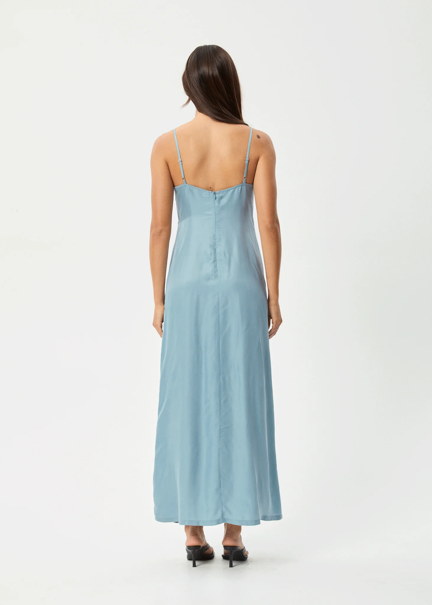 AFENDS Womens Delia - Cupro Maxi Dress - Ether Blue - Image 5