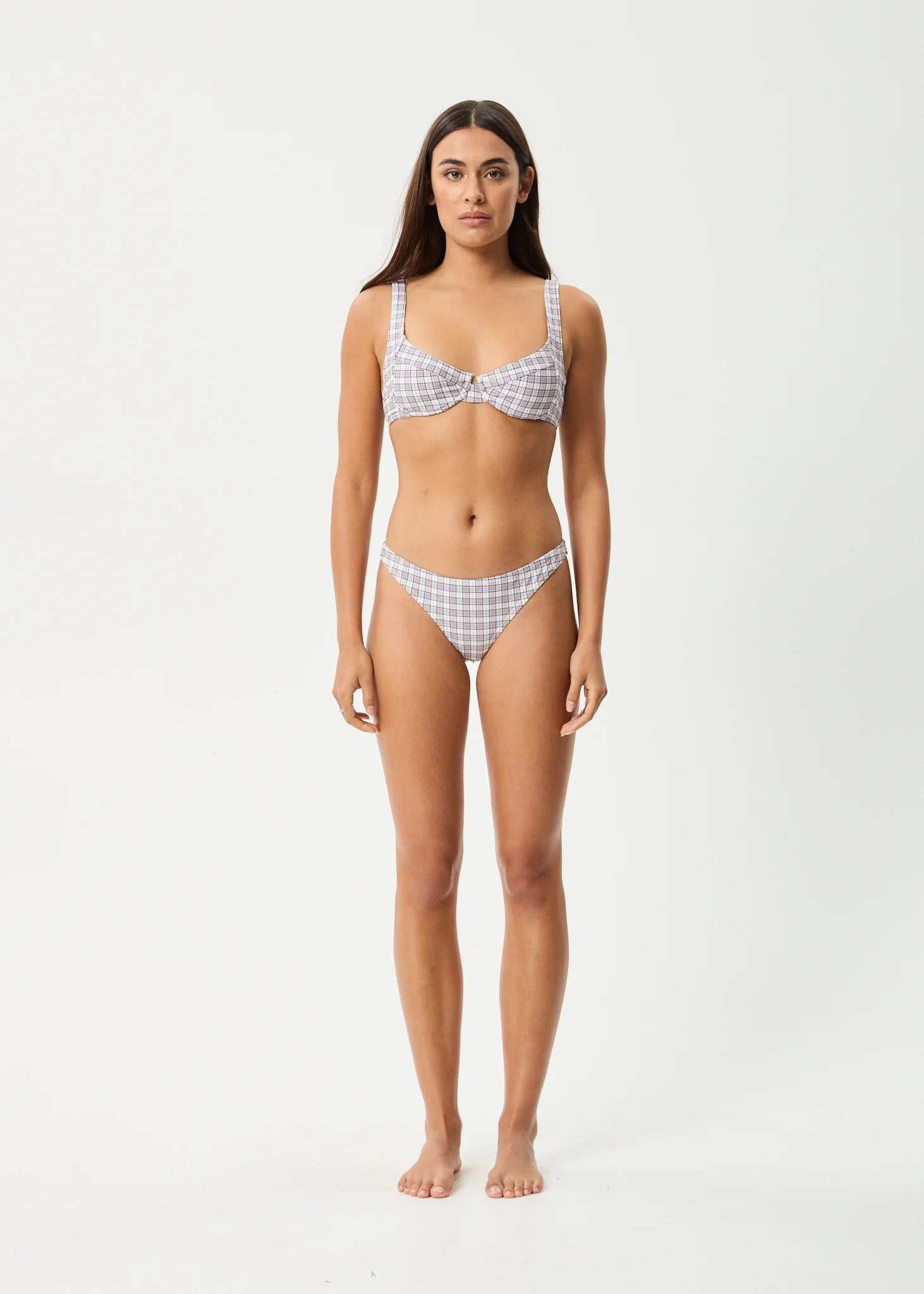 AFENDS Womens Drew Check - Bikini Bottom - Taupe Check - Image 6