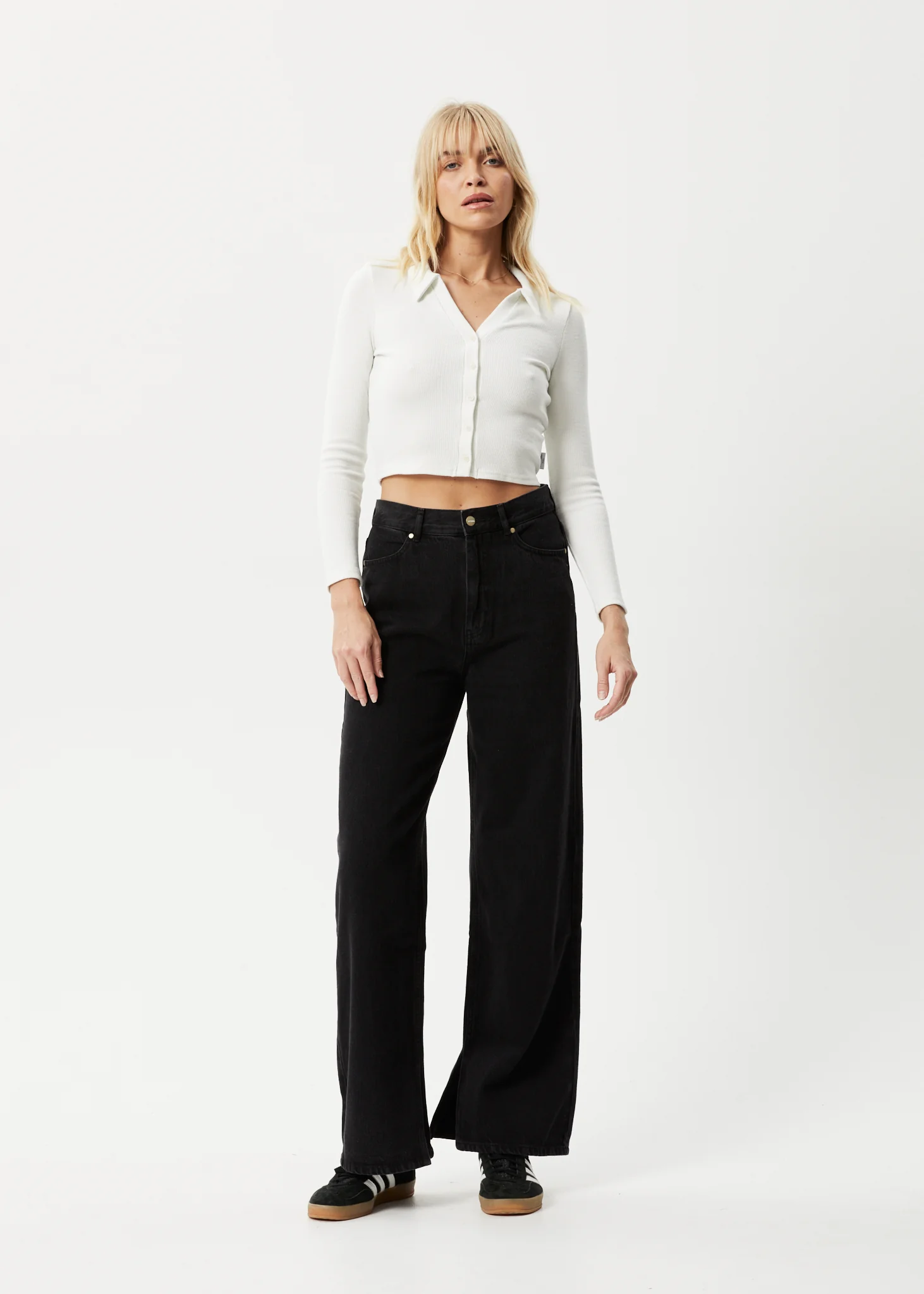 AFENDS Womens Eliza - Rib Long Sleeve Shirt - Off White - Image 5