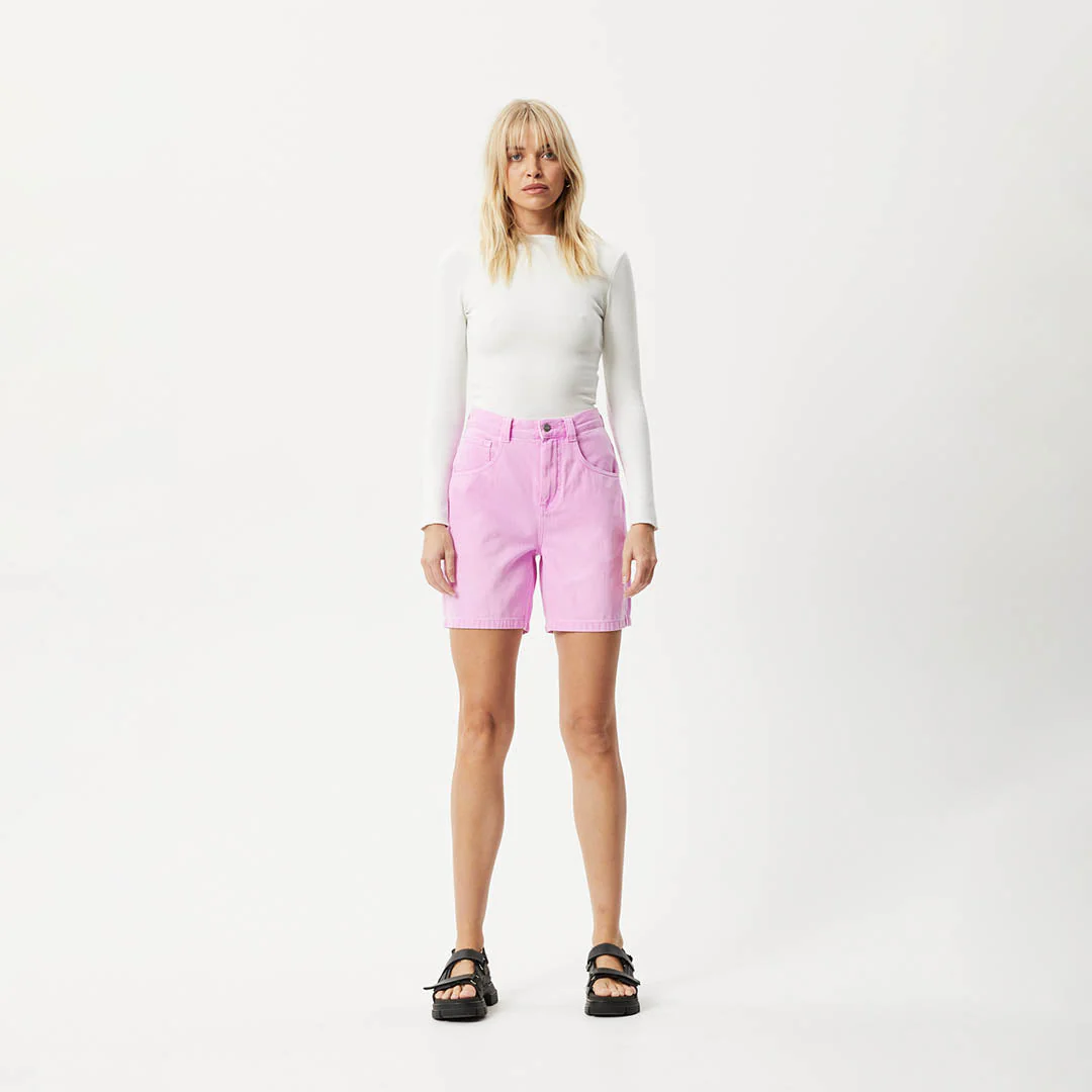 AFENDS Womens Emilie - Denim Workwear Short - Faded Candy - Image 6