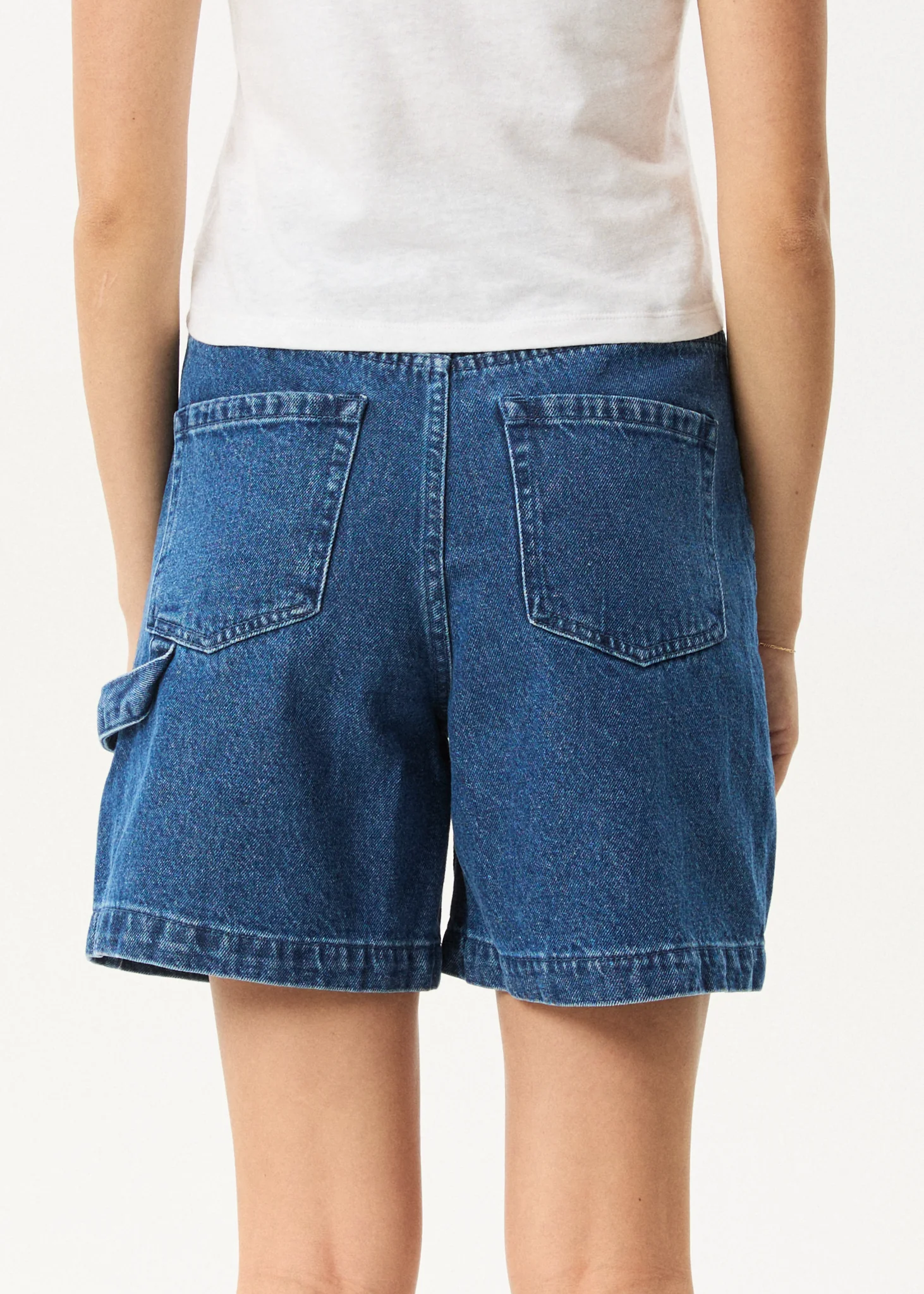 AFENDS Womens Emilie - Denim Workwear Short - Authentic Blue - Image 6