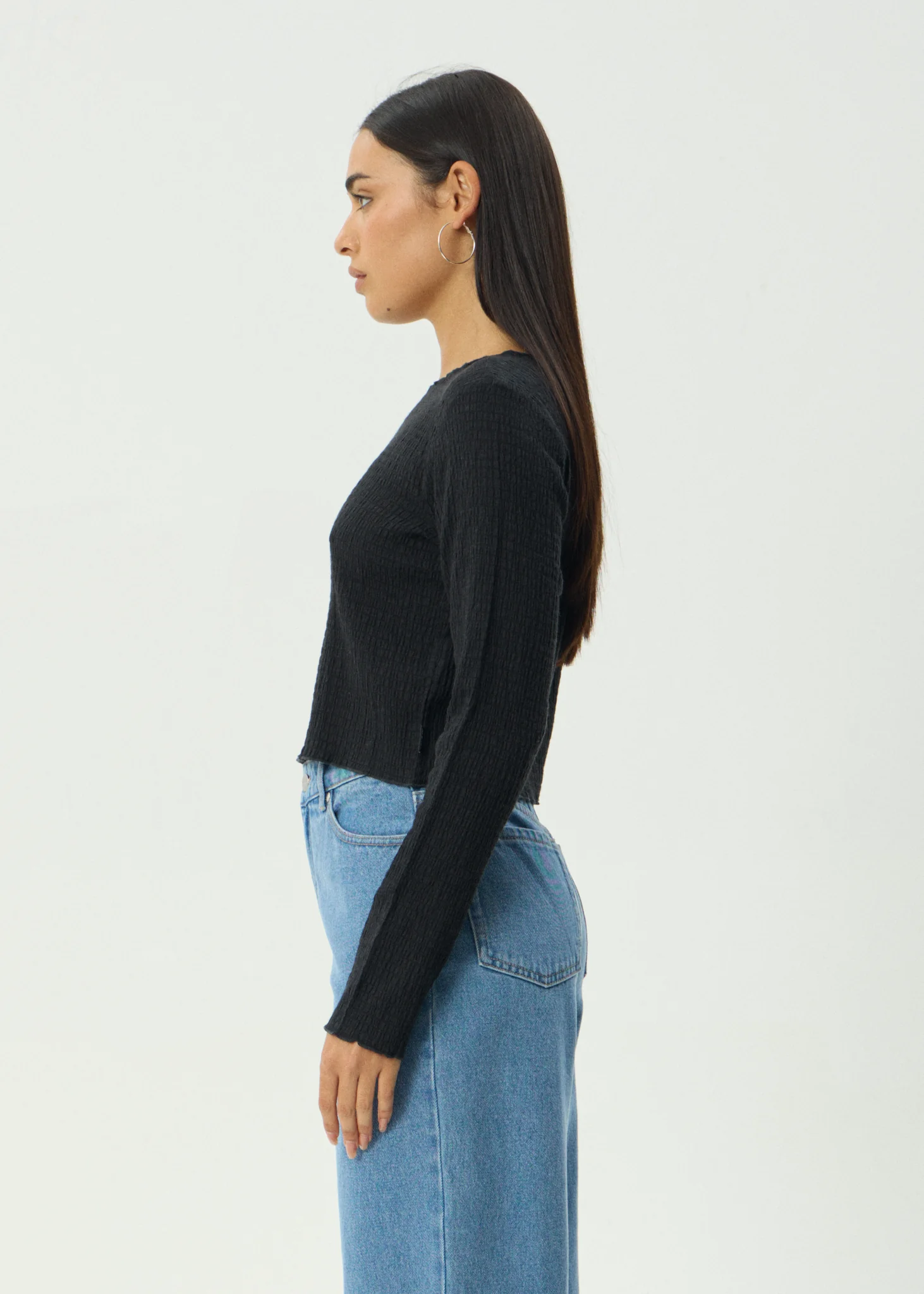 AFENDS Womens Focus - Seersucker Long Sleeve Top - Black - Image 7