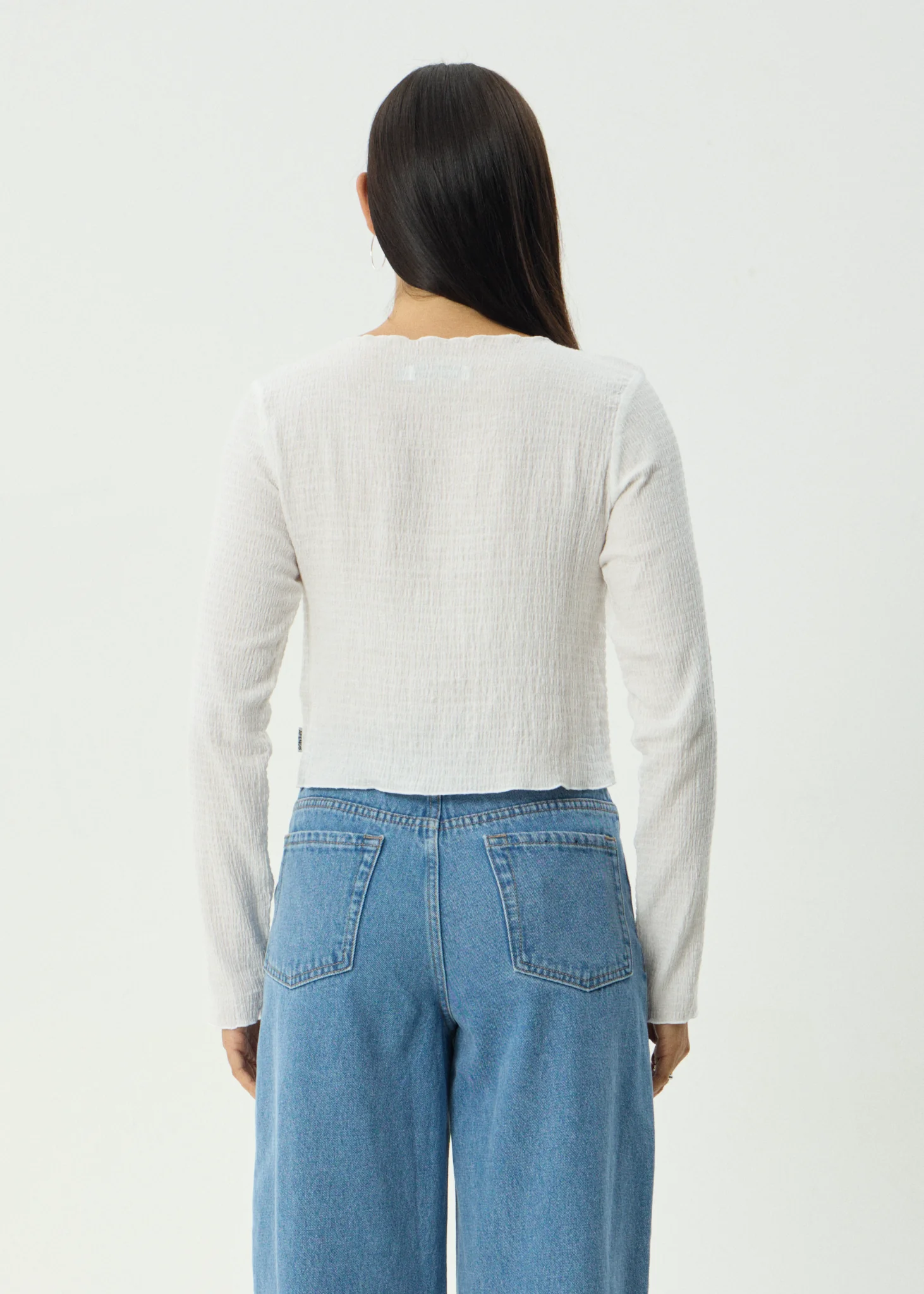 AFENDS Womens Focus - Seersucker Long Sleeve Top - Off White - Image 11