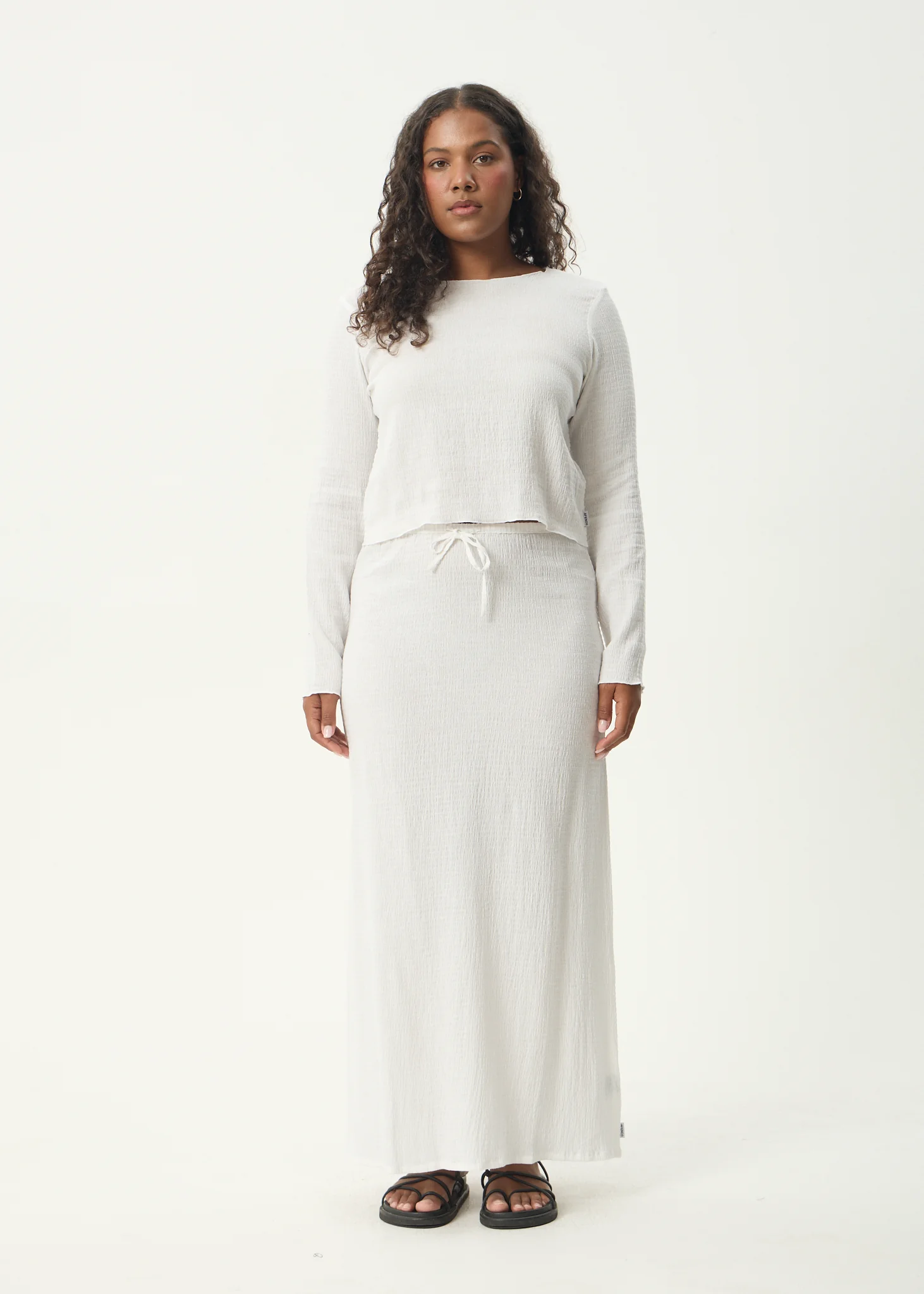 AFENDS Womens Focus - Seersucker Long Sleeve Top - Off White - Image 16
