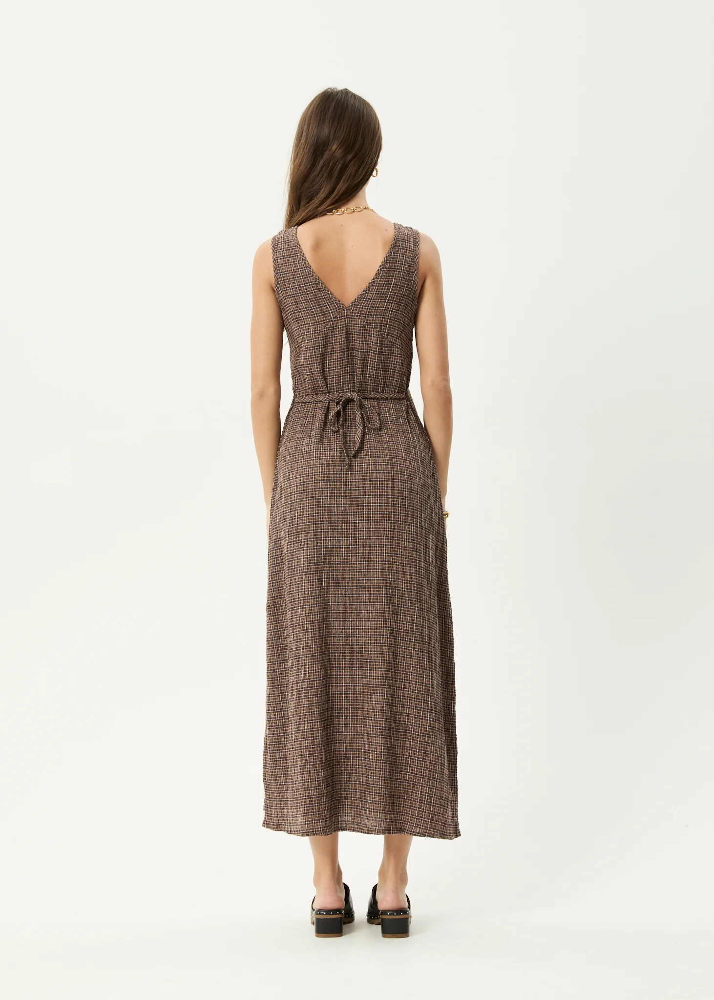 AFENDS Womens Hometown - Seersucker Maxi Dress - Coffee - Image 11