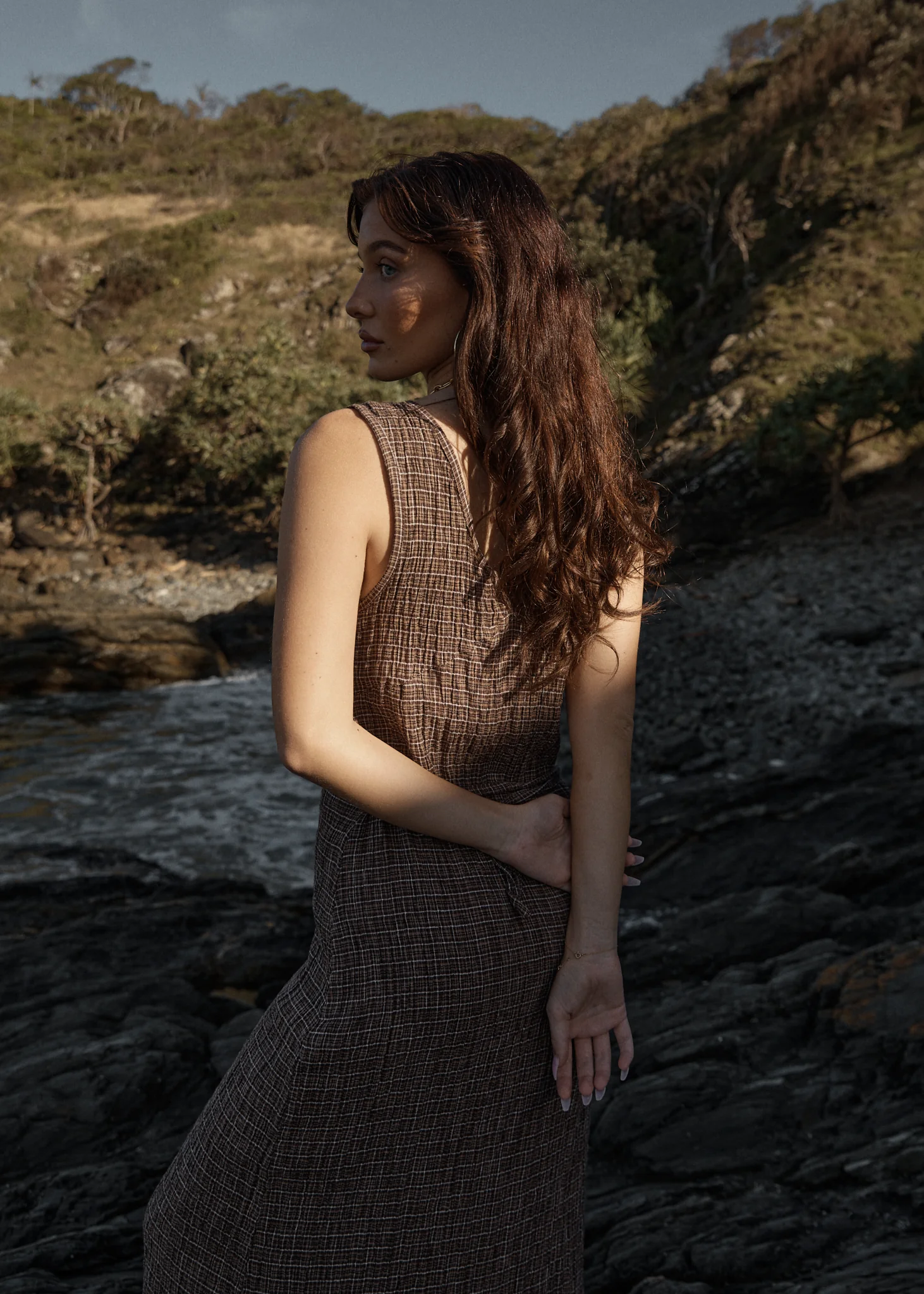 AFENDS Womens Hometown - Seersucker Maxi Dress - Coffee - Image 8