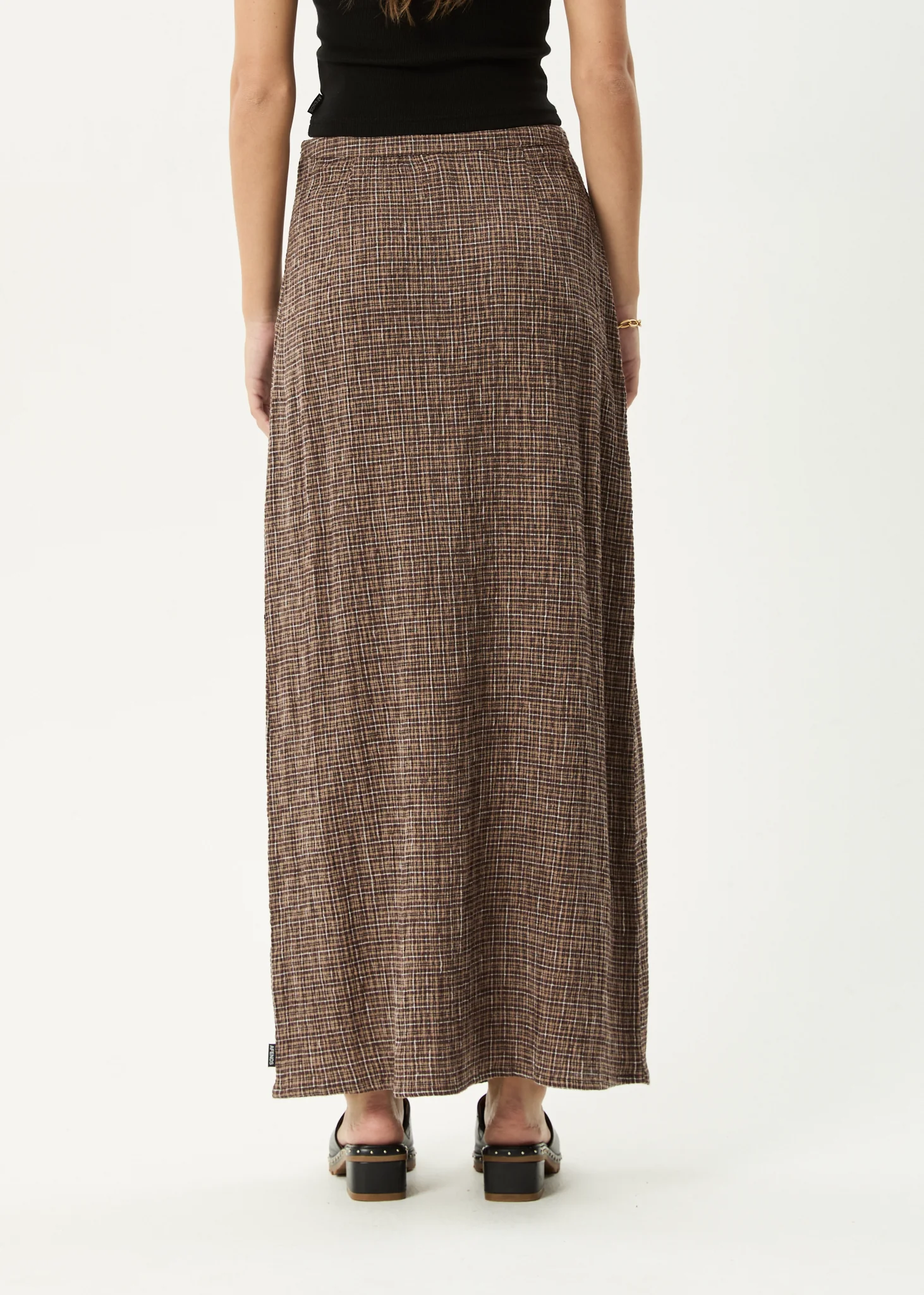 AFENDS Womens Hometown - Seersucker Maxi Skirt - Coffee - Image 10
