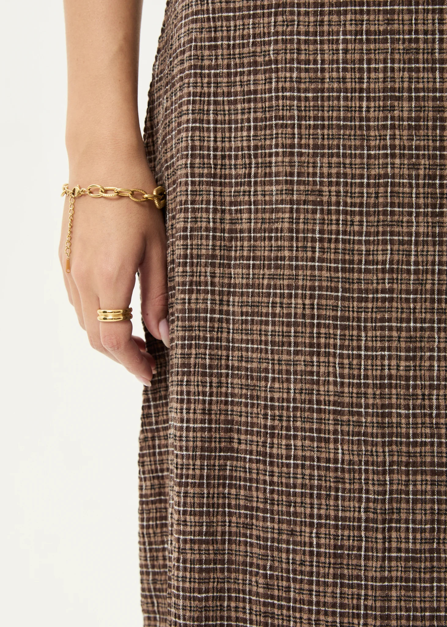 AFENDS Womens Hometown - Seersucker Maxi Skirt - Coffee - Image 13