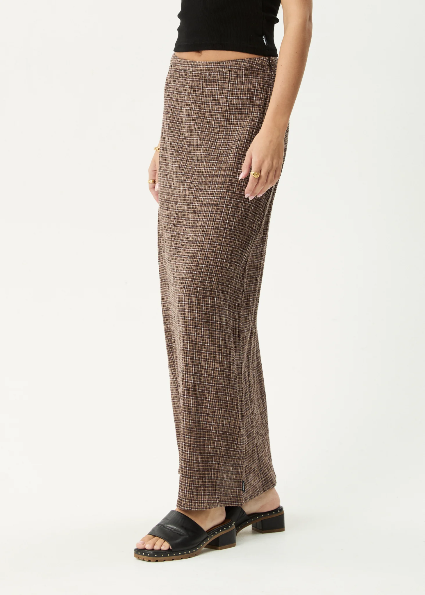 AFENDS Womens Hometown - Seersucker Maxi Skirt - Coffee - Image 6